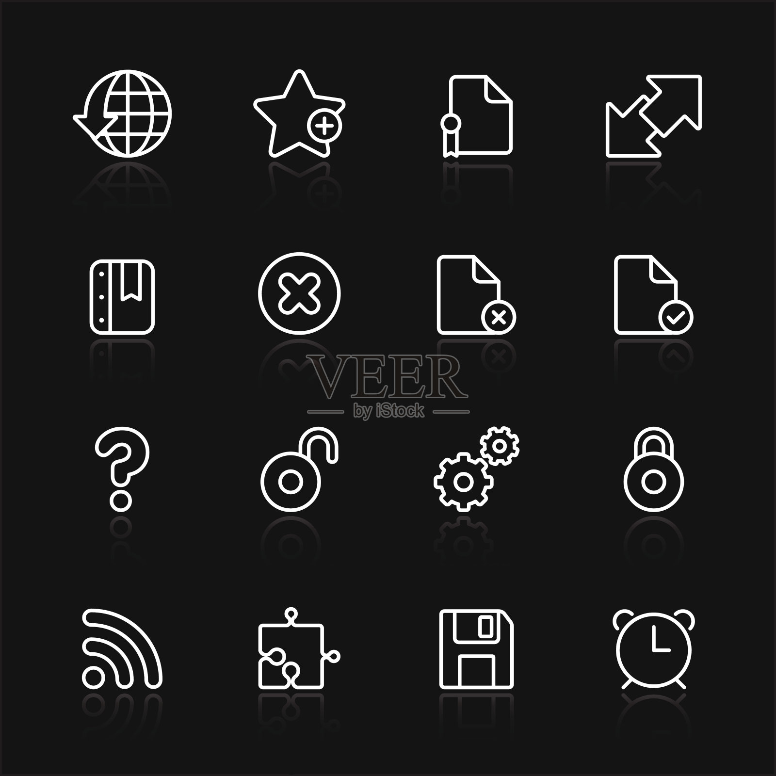 办公网络-黑色简单图标图标素材