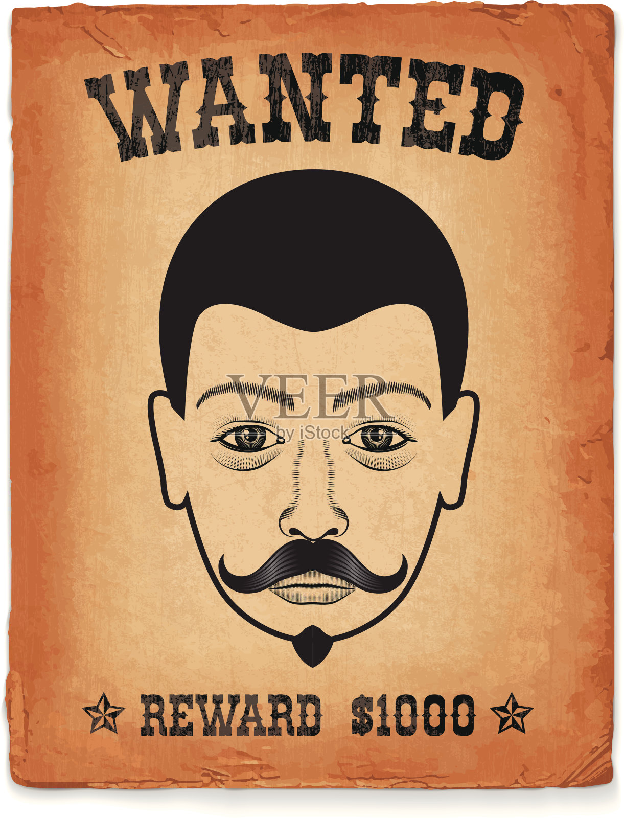 老西部通缉海报上的版税免费矢量背景插画图片素材