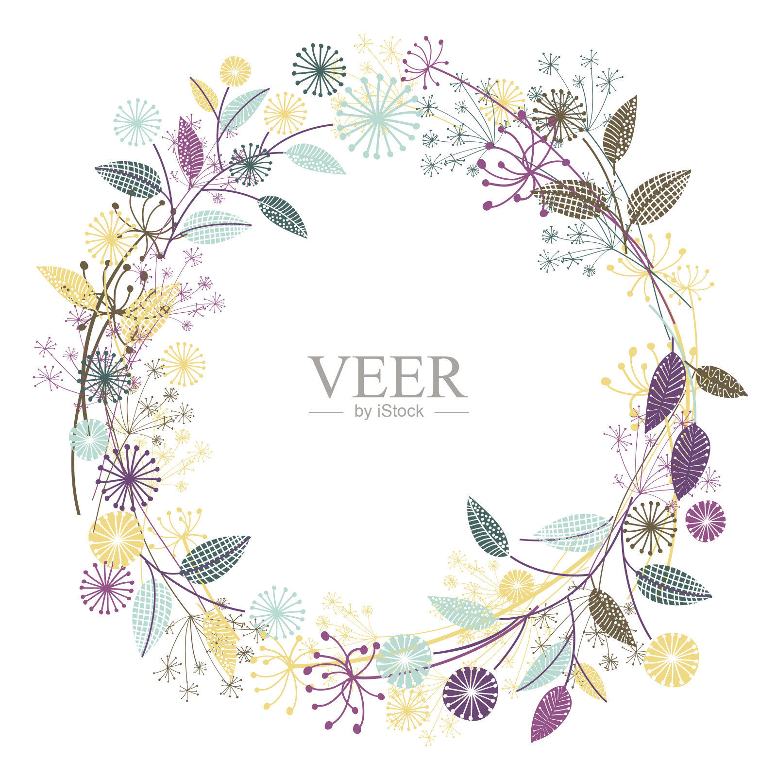 野花花园花环插画图片素材