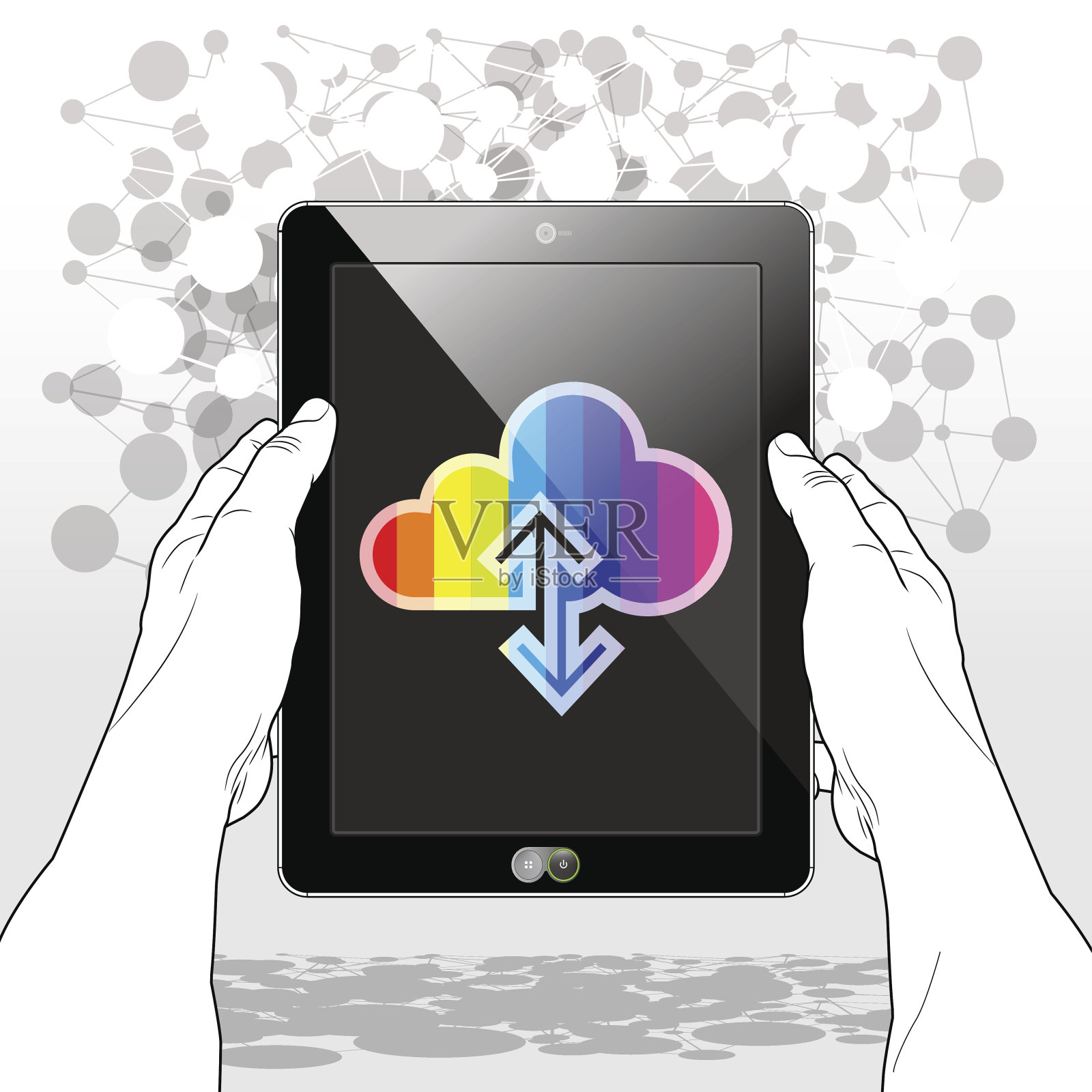 平板电脑数据云同步垂直保持插画图片素材