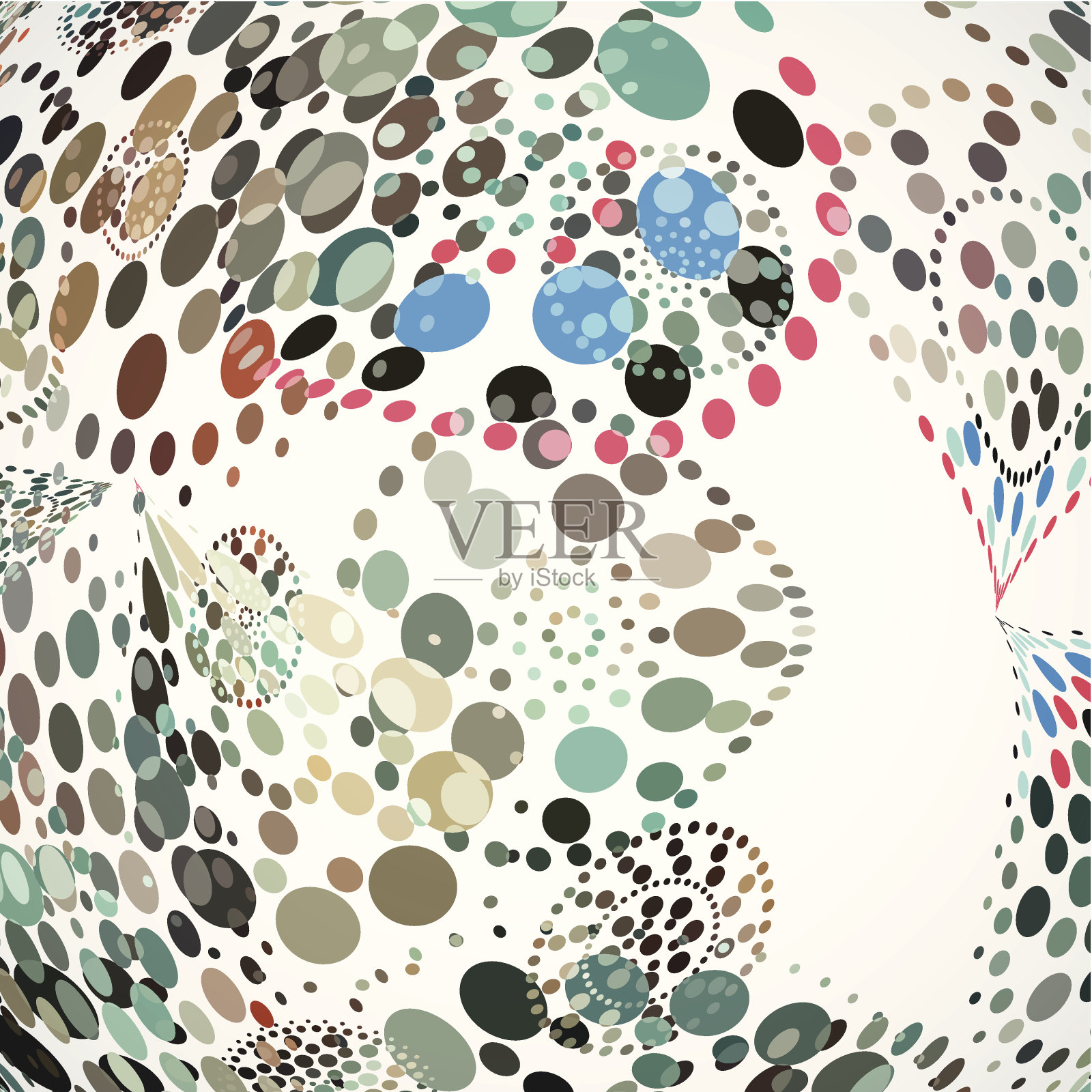 抽象的彩色圆点花纹与灰色背景插画图片素材