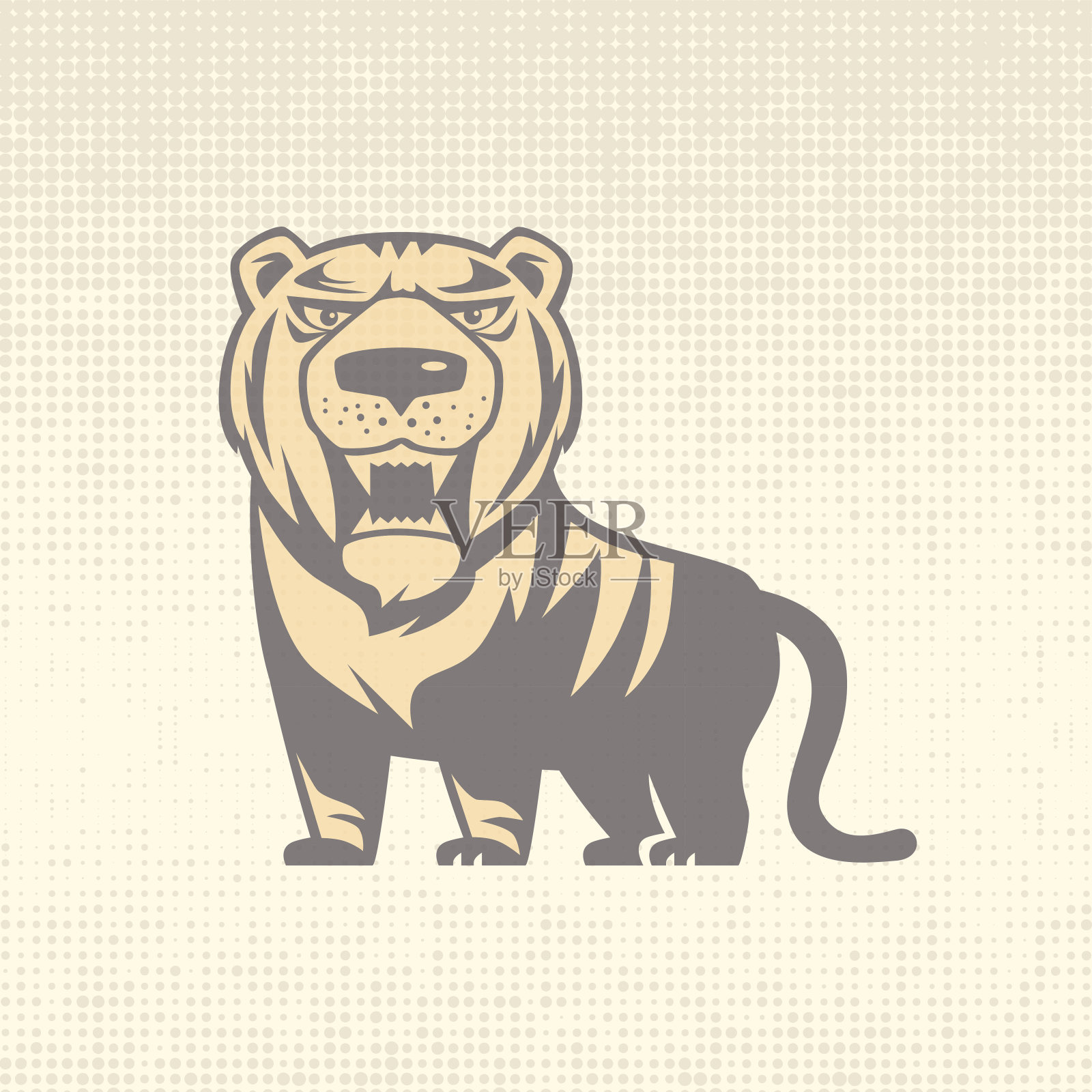 愤怒的老虎咆哮插画图片素材