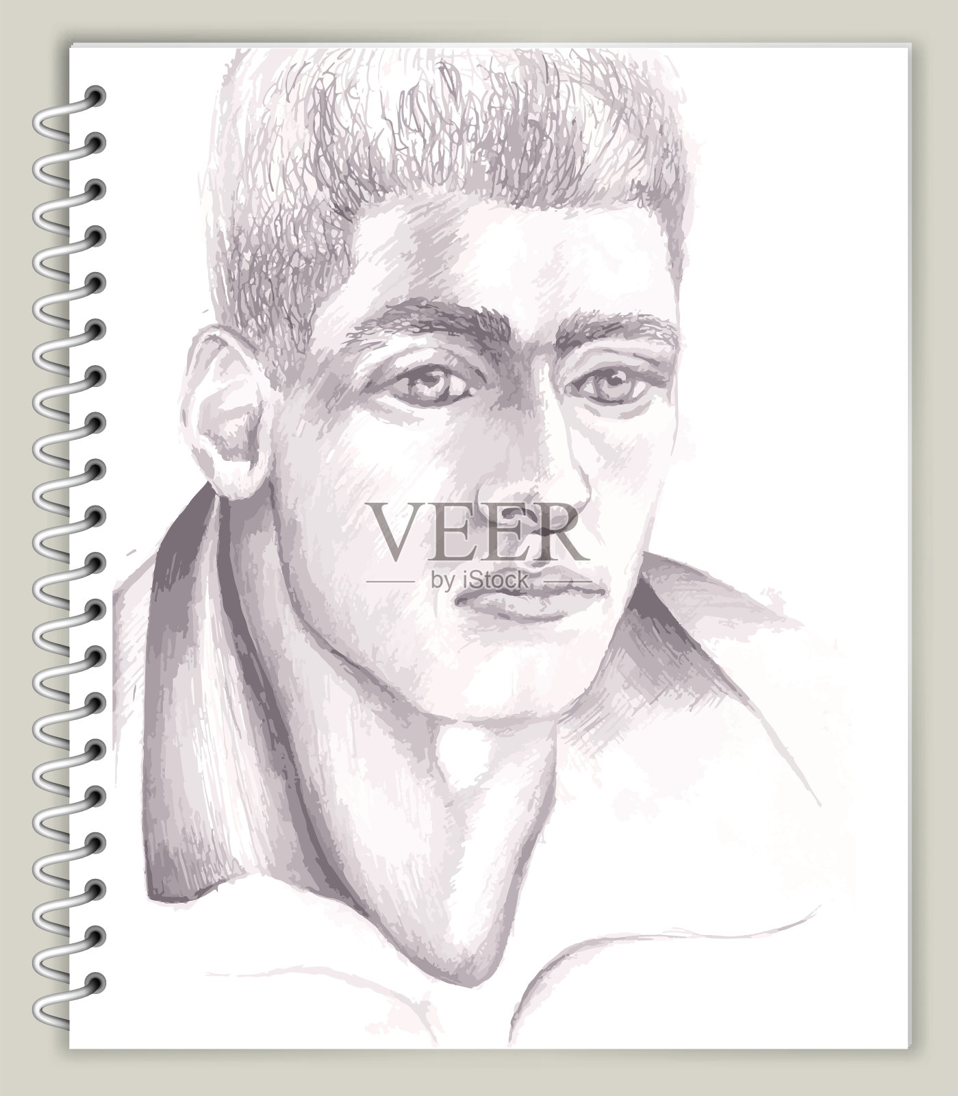 Mans肖像在艺术素描簿版税免费矢量艺术插画图片素材