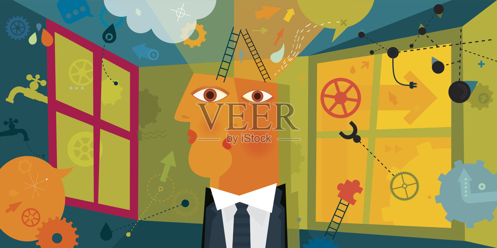 对新思想开放插画图片素材