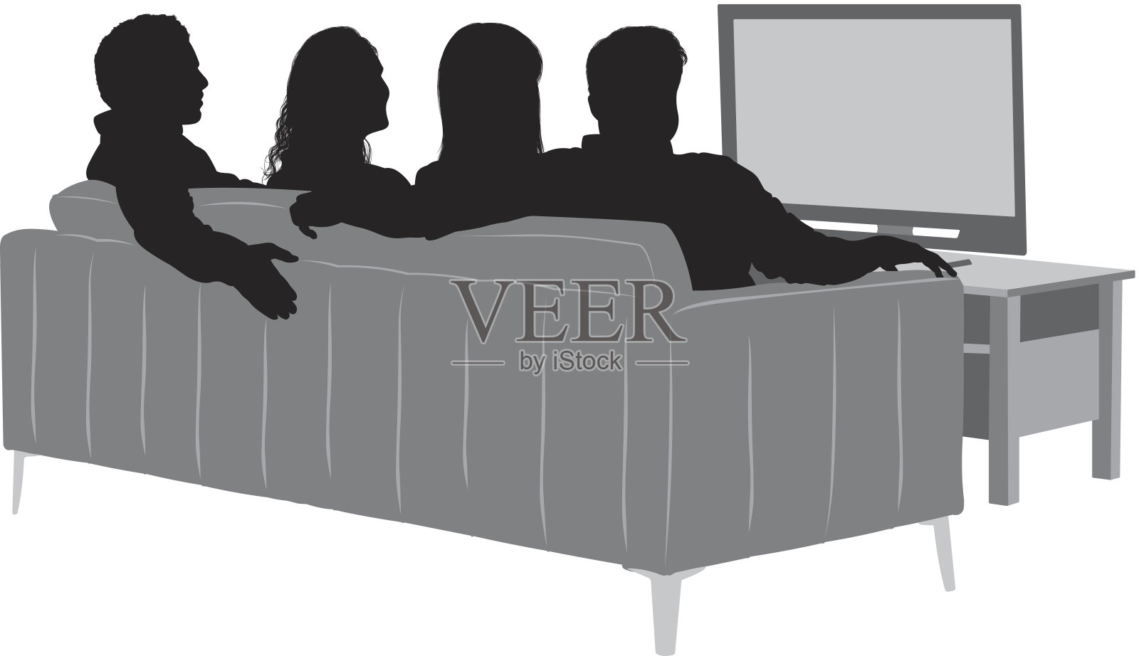 朋友看电视插画图片素材