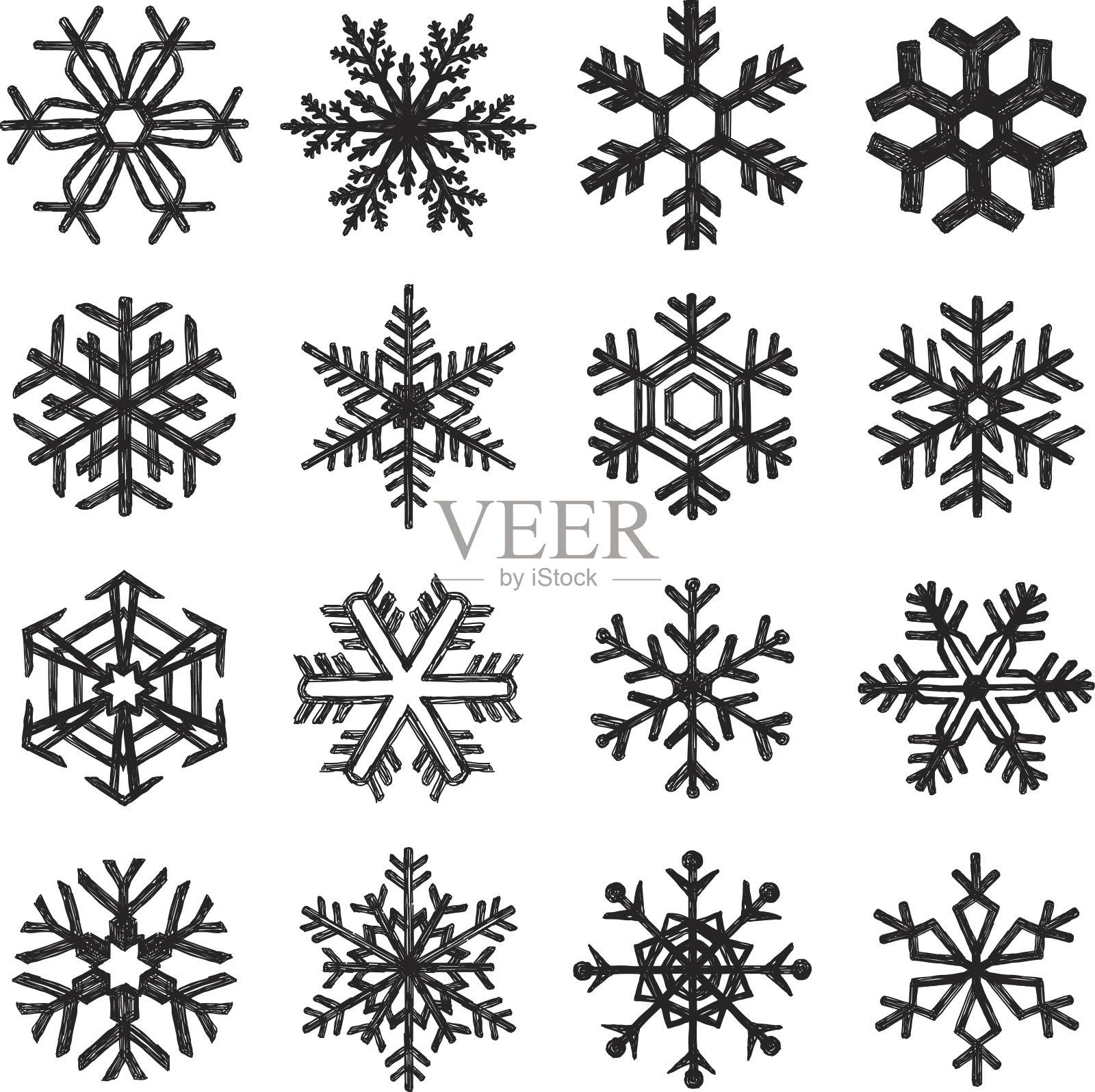 手绘雪花插画图片素材