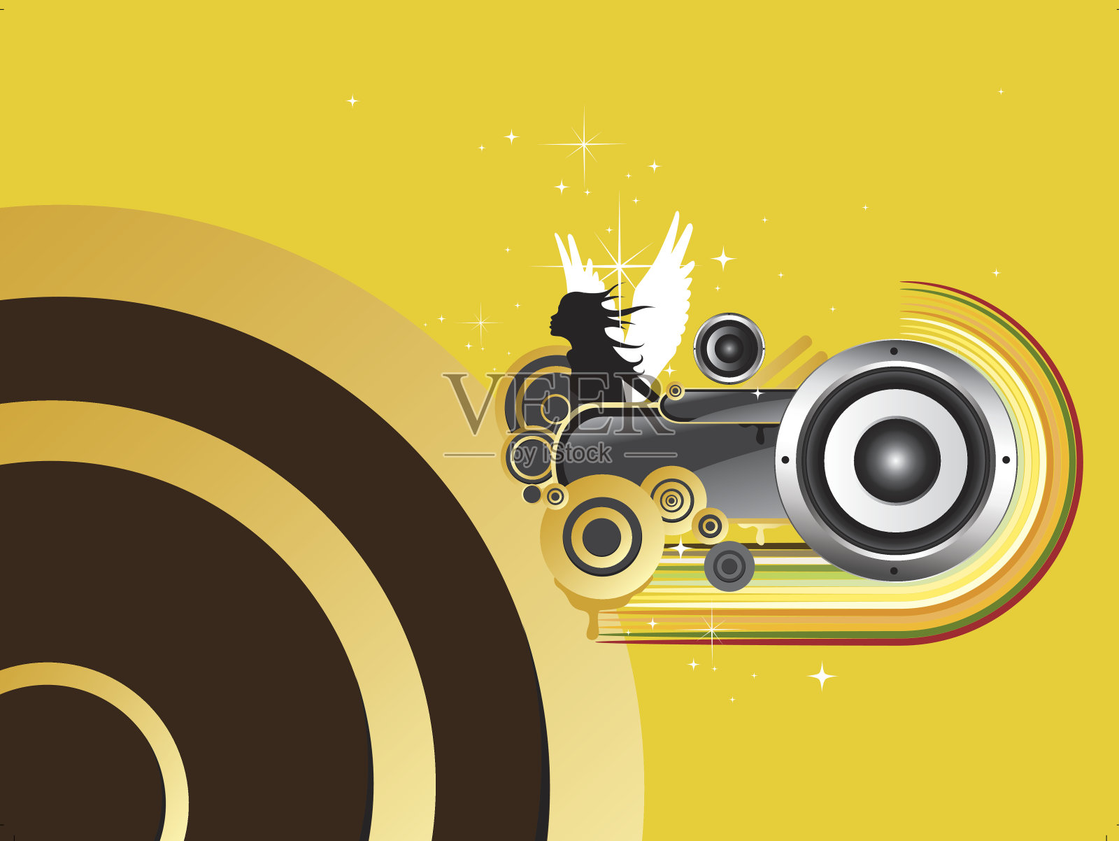 美丽的音乐设计与天使插画图片素材