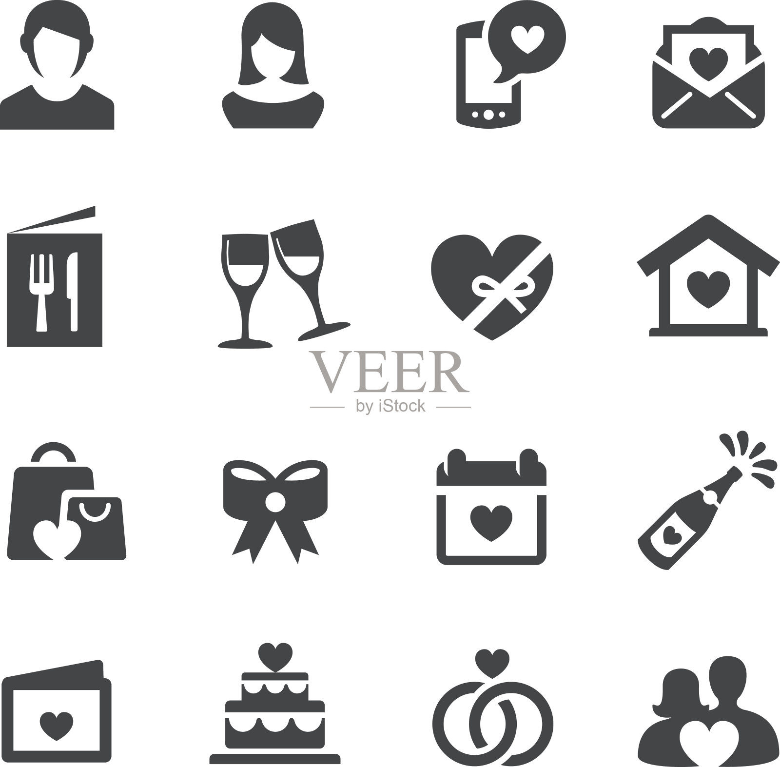 爱，日期和婚礼图标-顶点系列图标素材