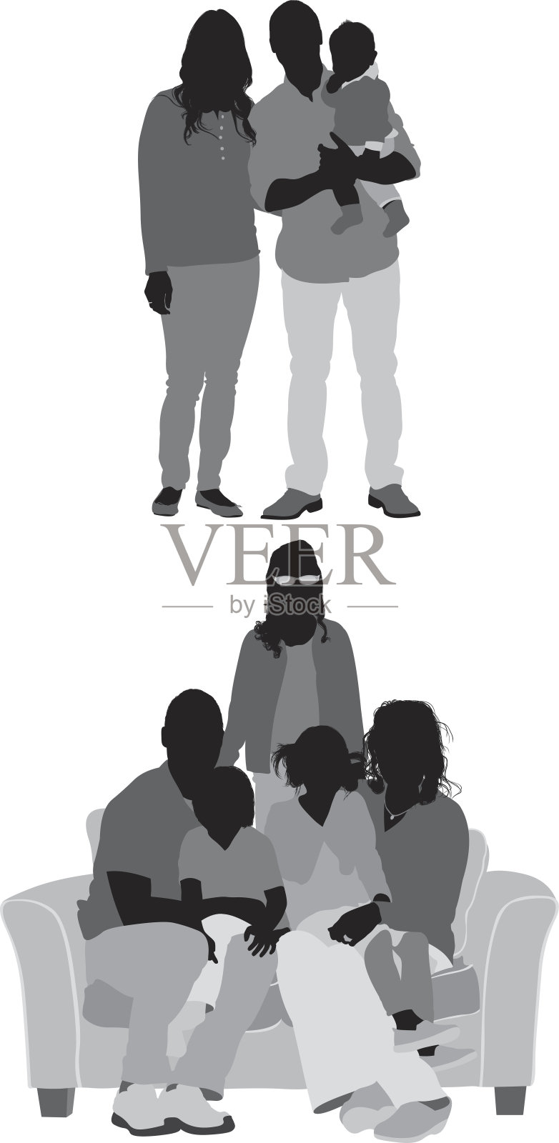 各种姿势的家庭插画图片素材