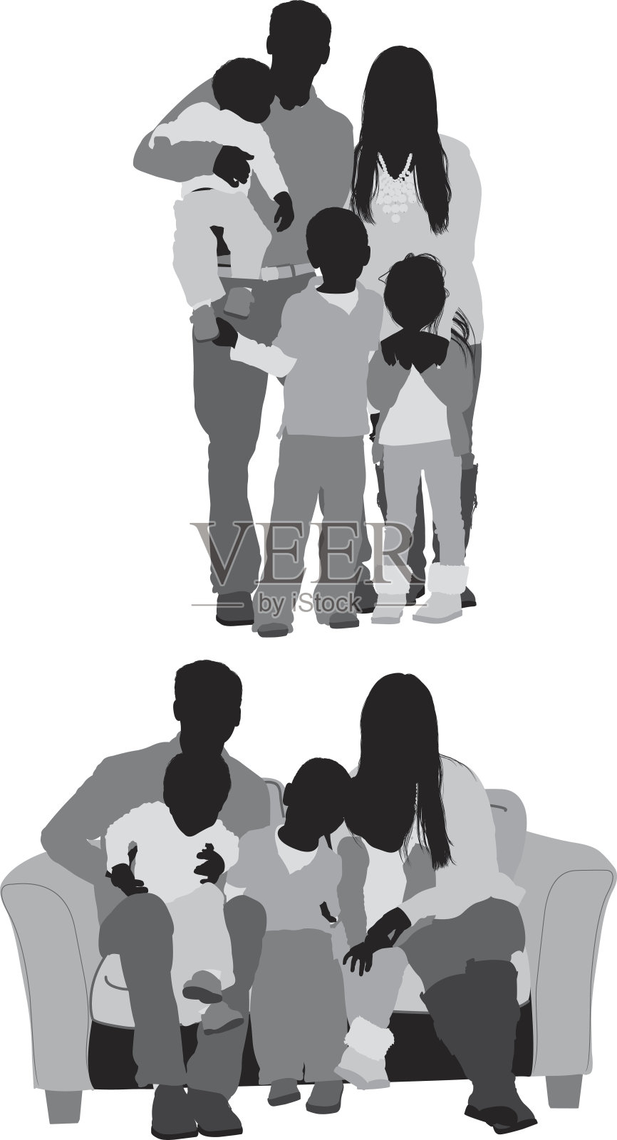 各种姿势的家庭插画图片素材