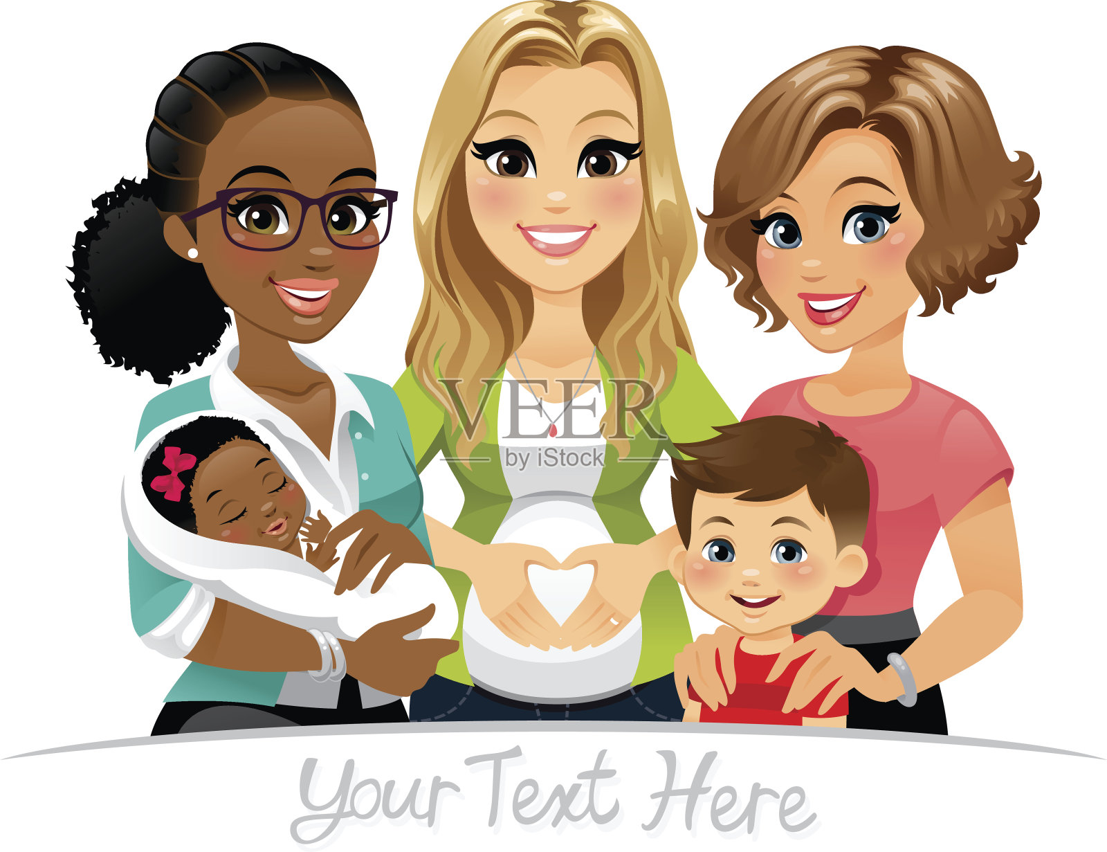 群妈妈们插画图片素材