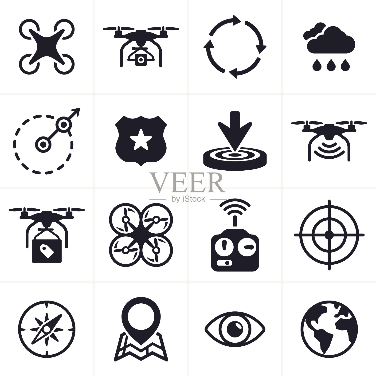 四轴飞行器的图标和符号插画图片素材