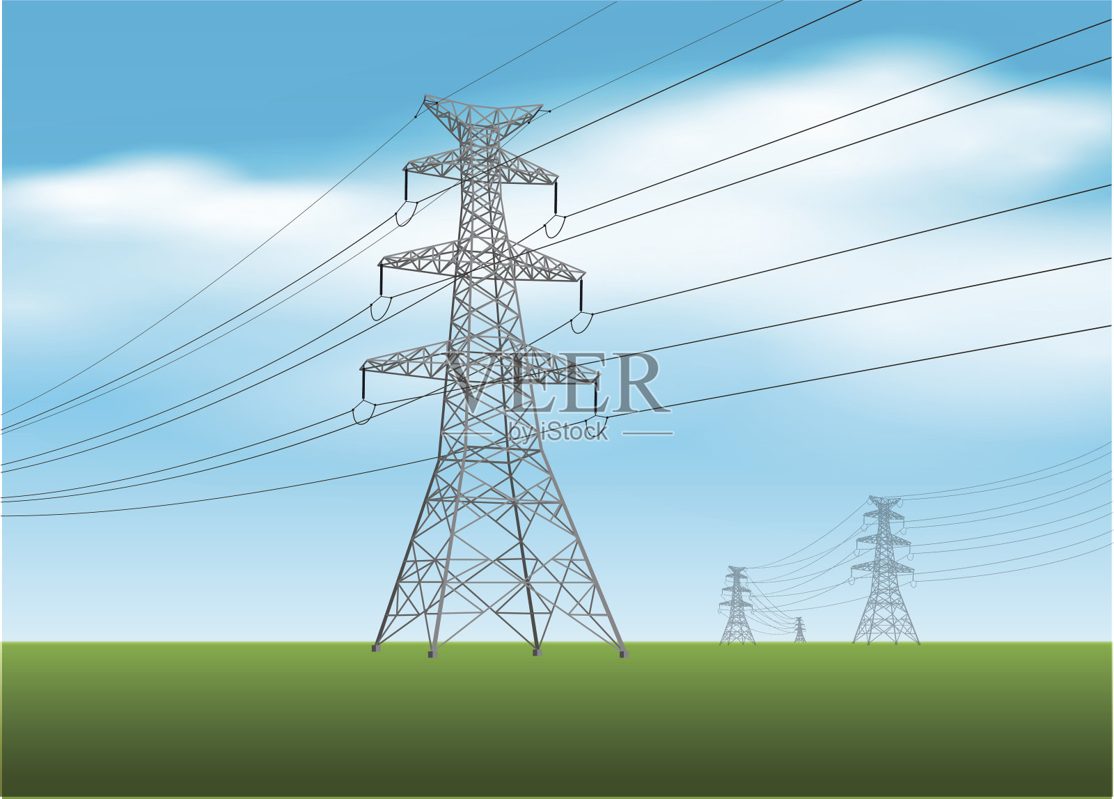 高压塔插画图片素材