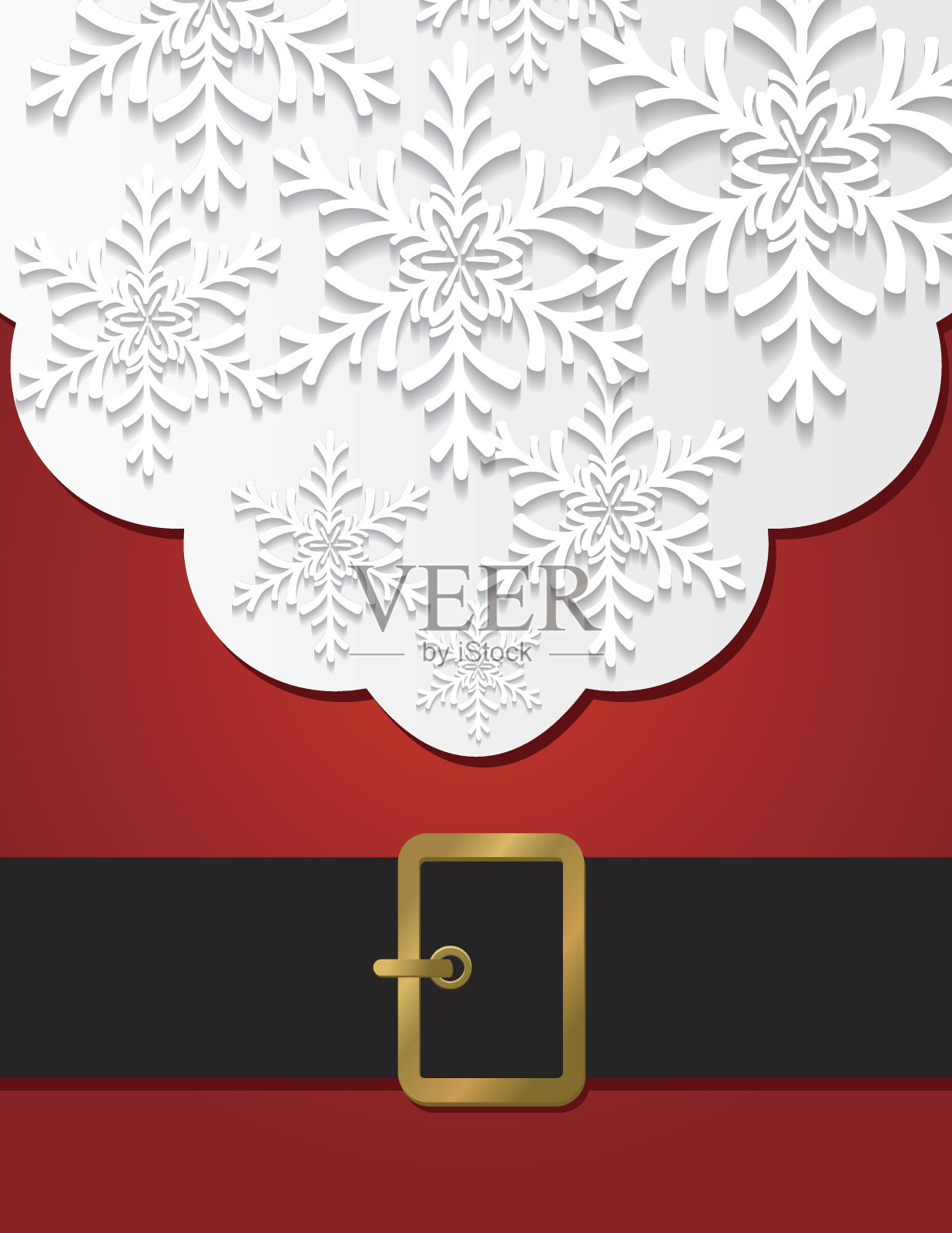 圣诞老人的胡子和肚子与雪花插画图片素材