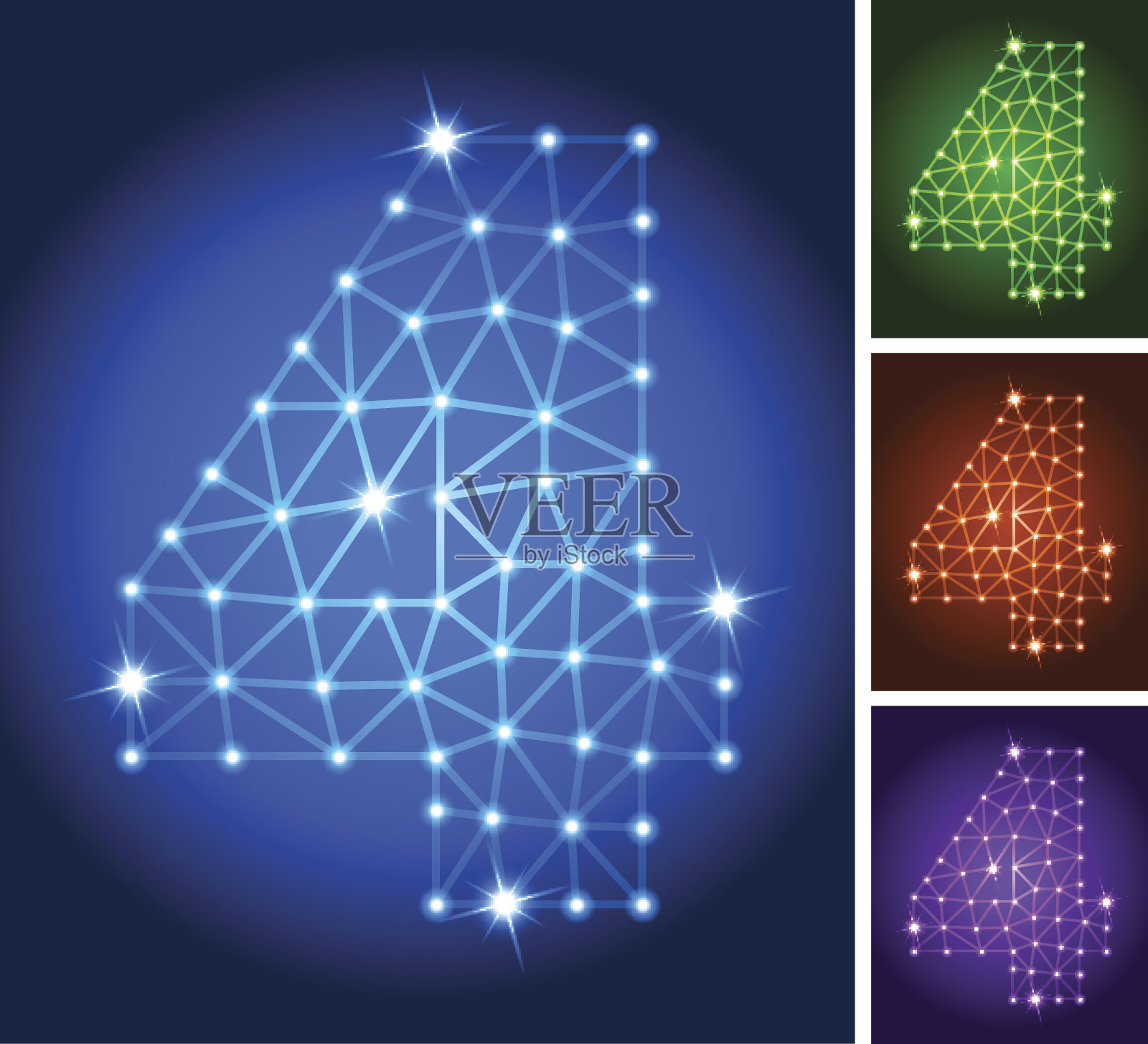 四对三角形节点连接结构矢量艺术插画图片素材