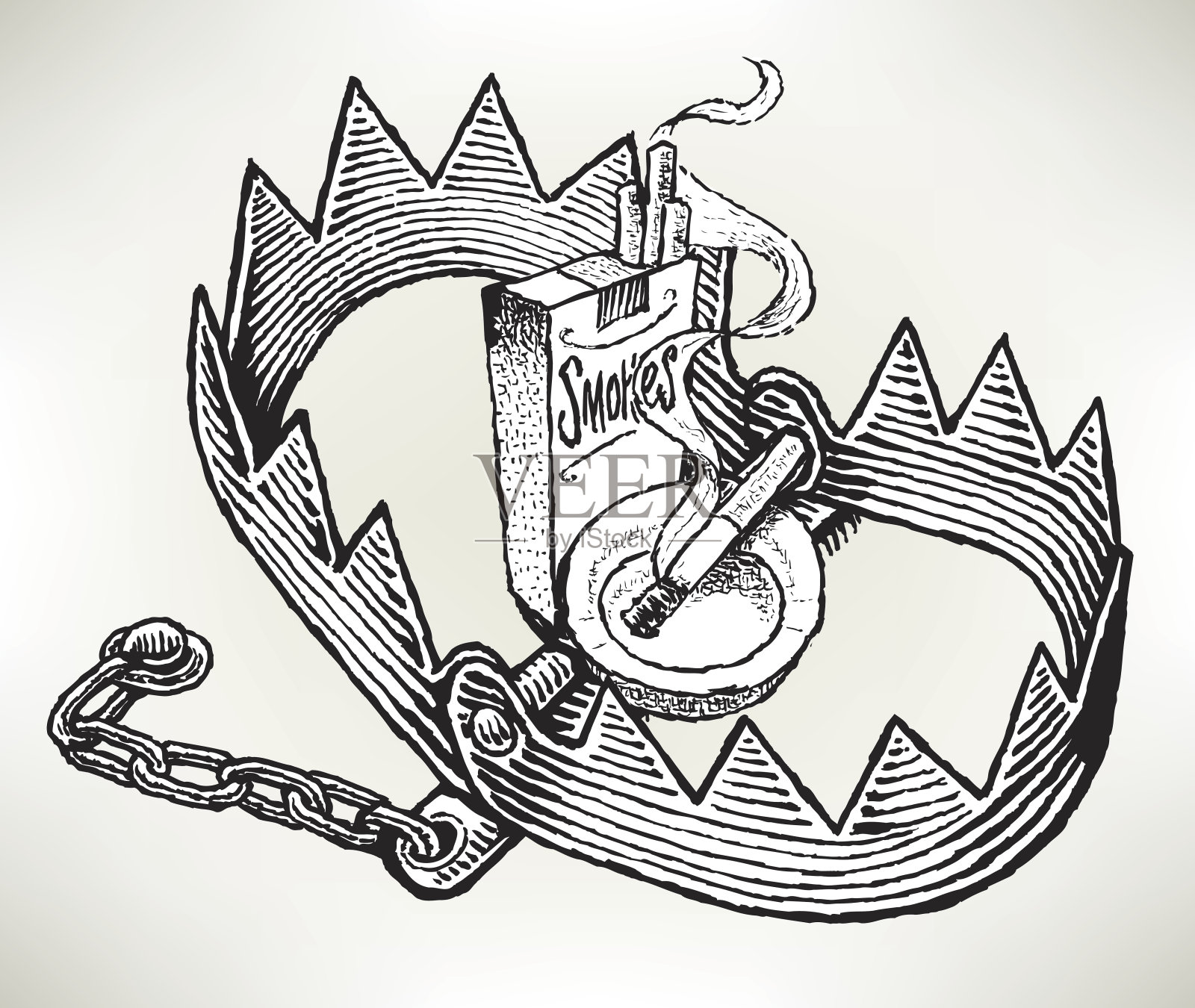 吸烟-戒烟，被困插画图片素材