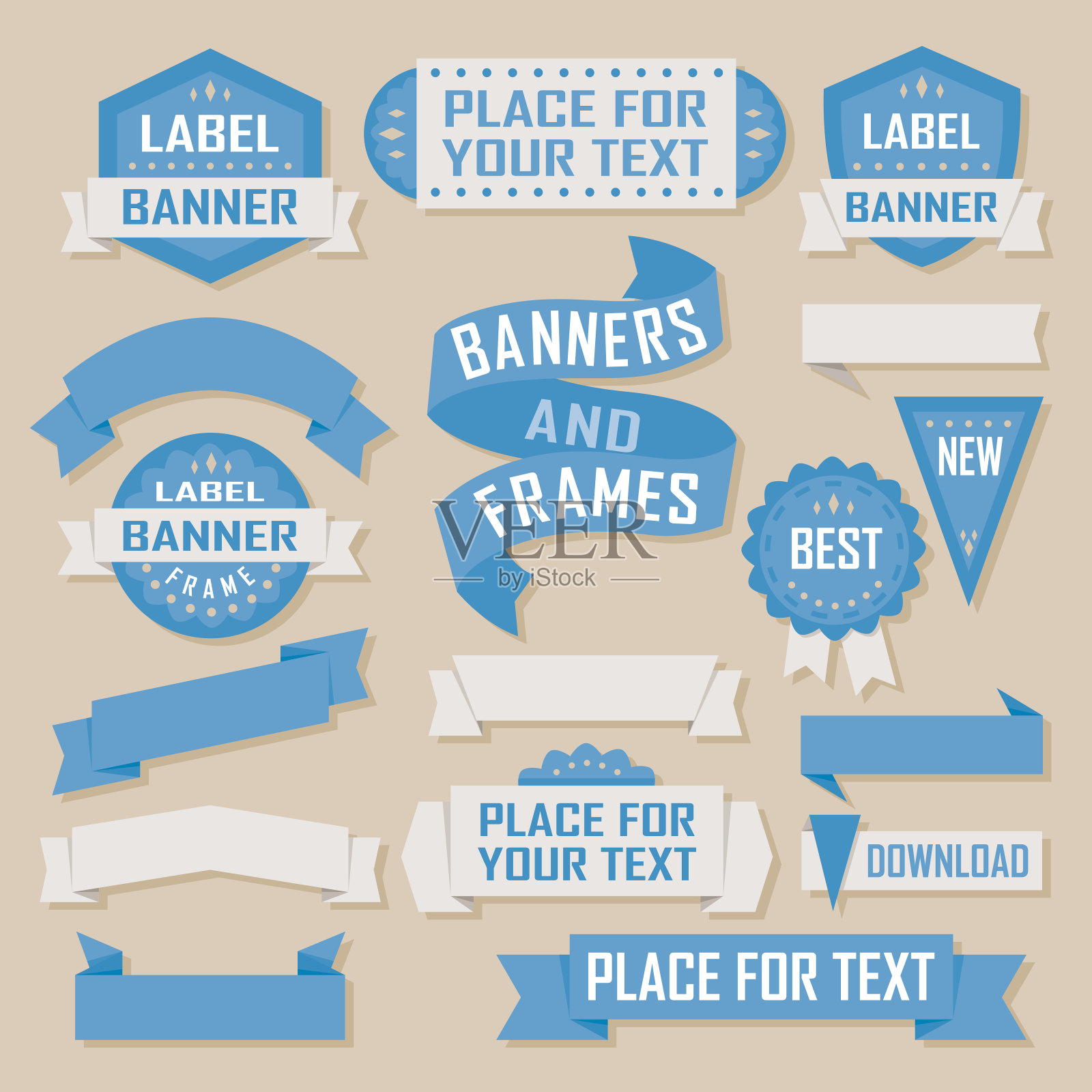 平的横幅蓝色插画图片素材