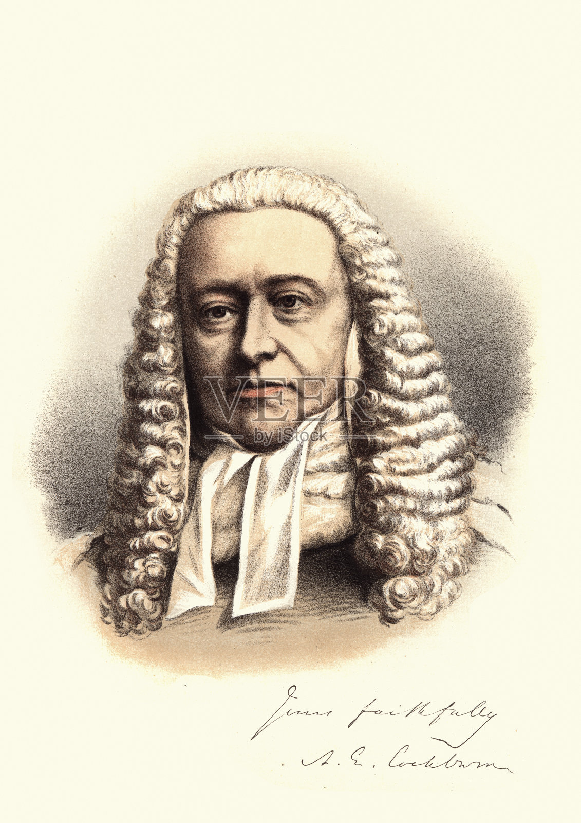 维多利亚时代的杰出人物-亚历山大·考克伯恩爵士的肖像，第12届Ba插画图片素材