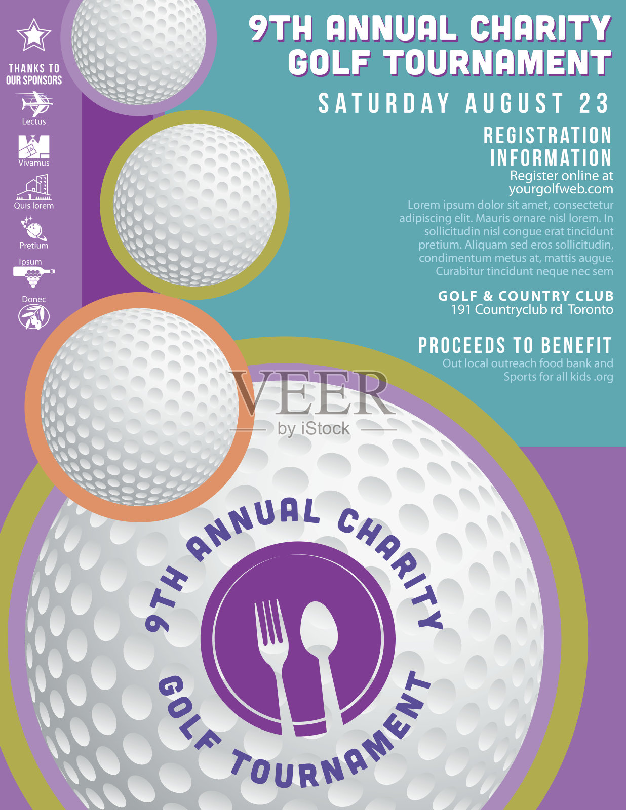 高尔夫募捐比赛慈善募捐活动模板插画图片素材