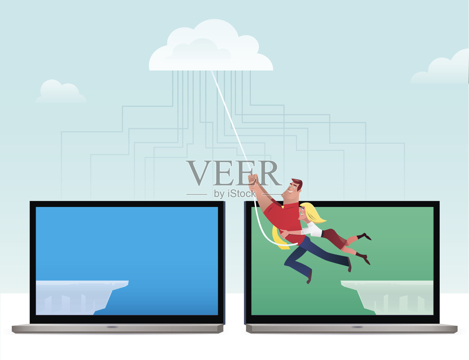 通过计算机连接插画图片素材