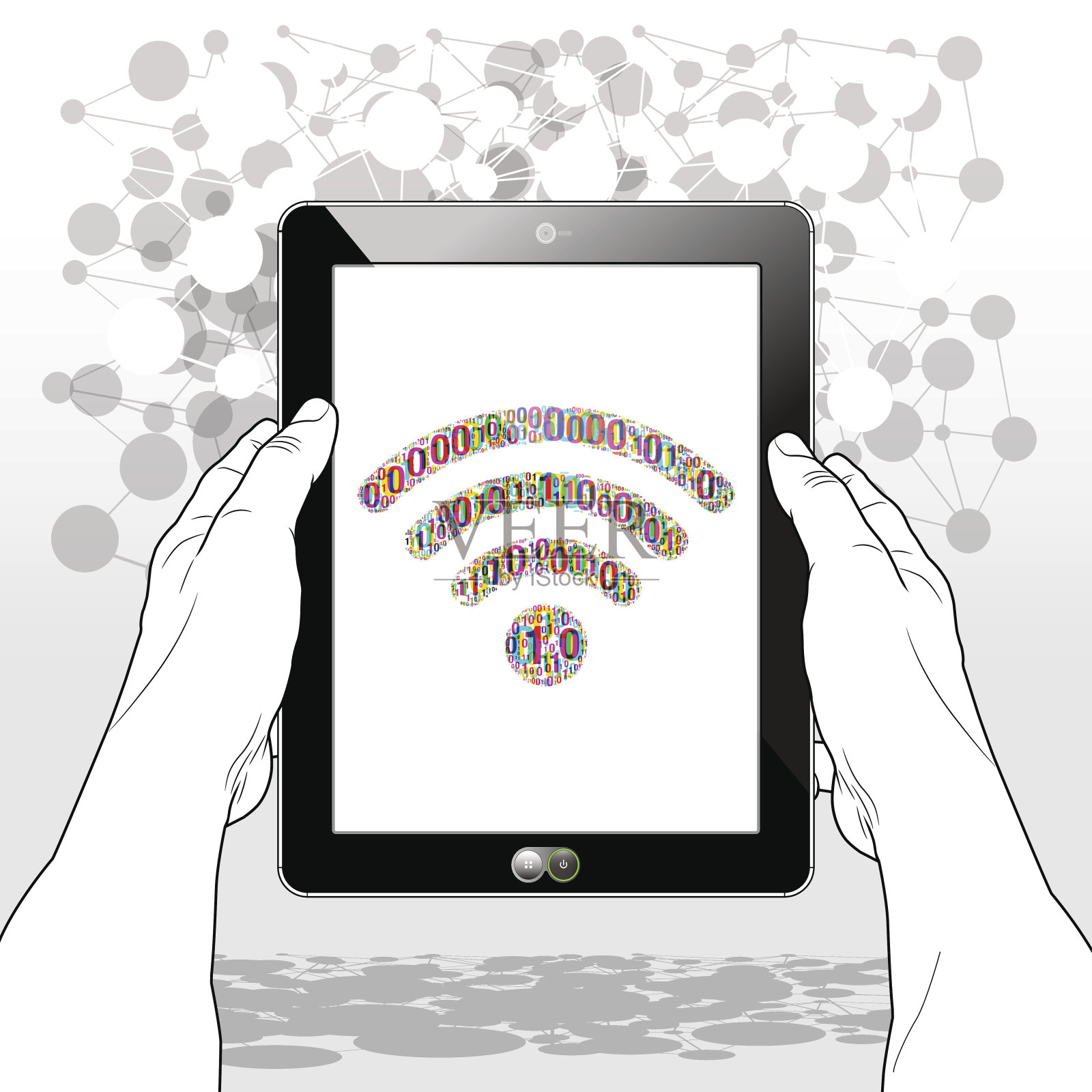 平板电脑Wi - Fi网络接入插画图片素材
