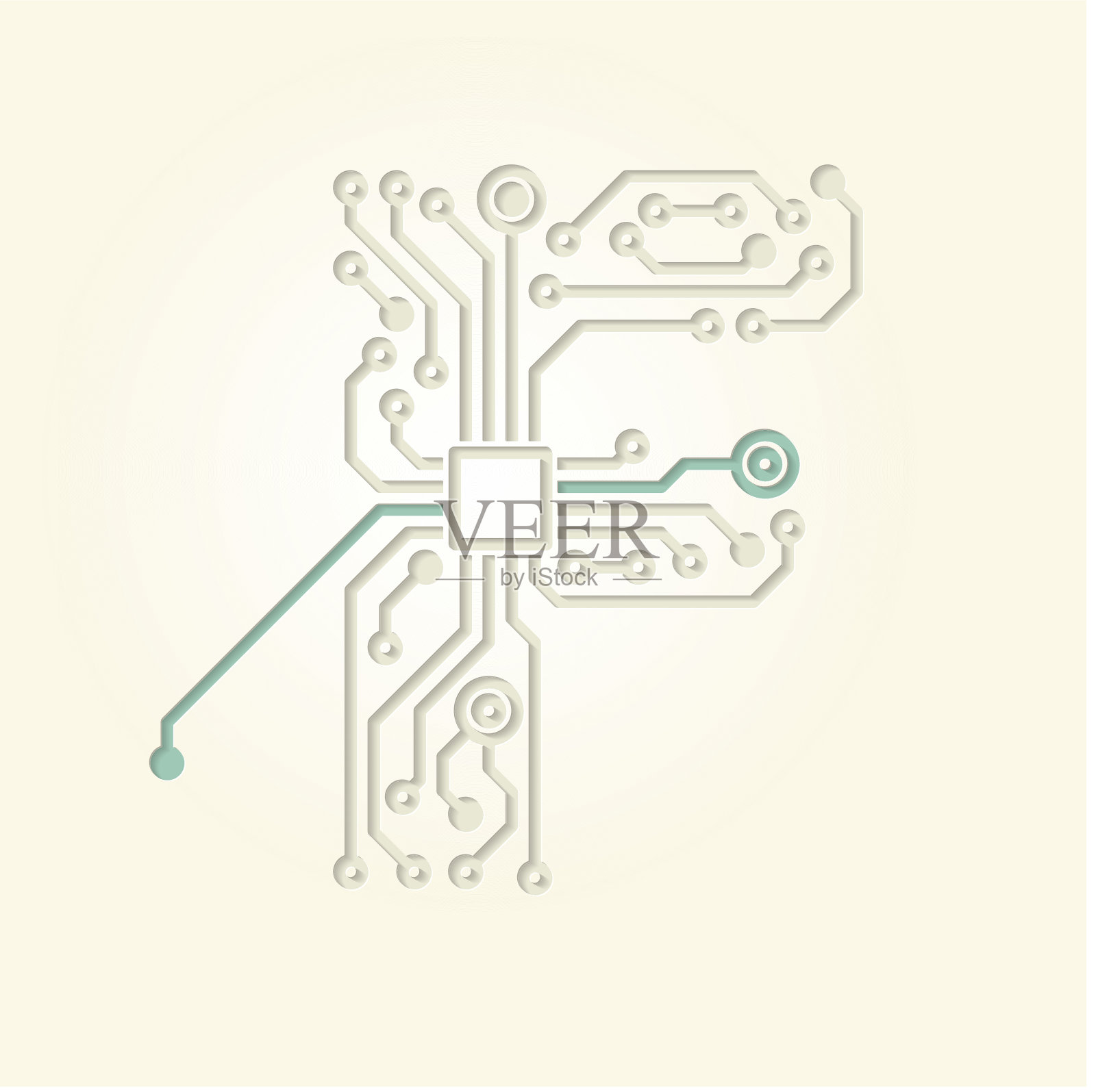 字母F(切断电子导电轨道)插画图片素材