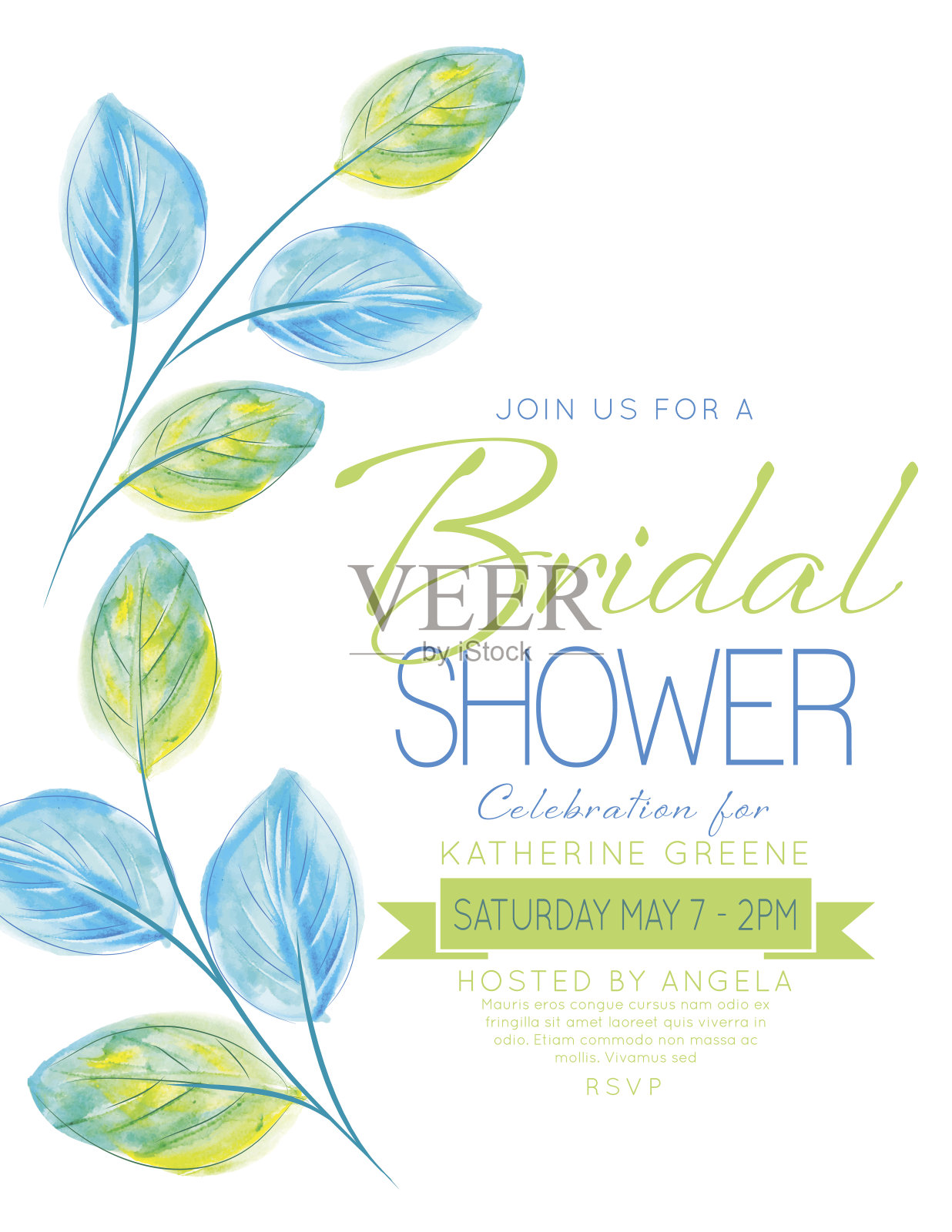 漂亮女性新娘淋浴派对邀请模板设计模板素材