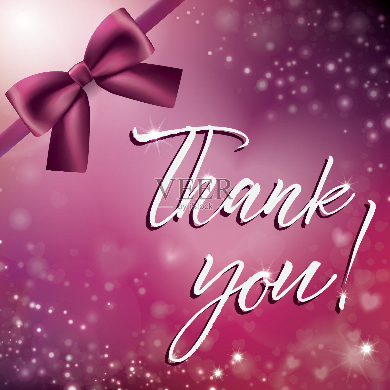 粉红色的散景背景与缎子蝴蝶结设计模板素材