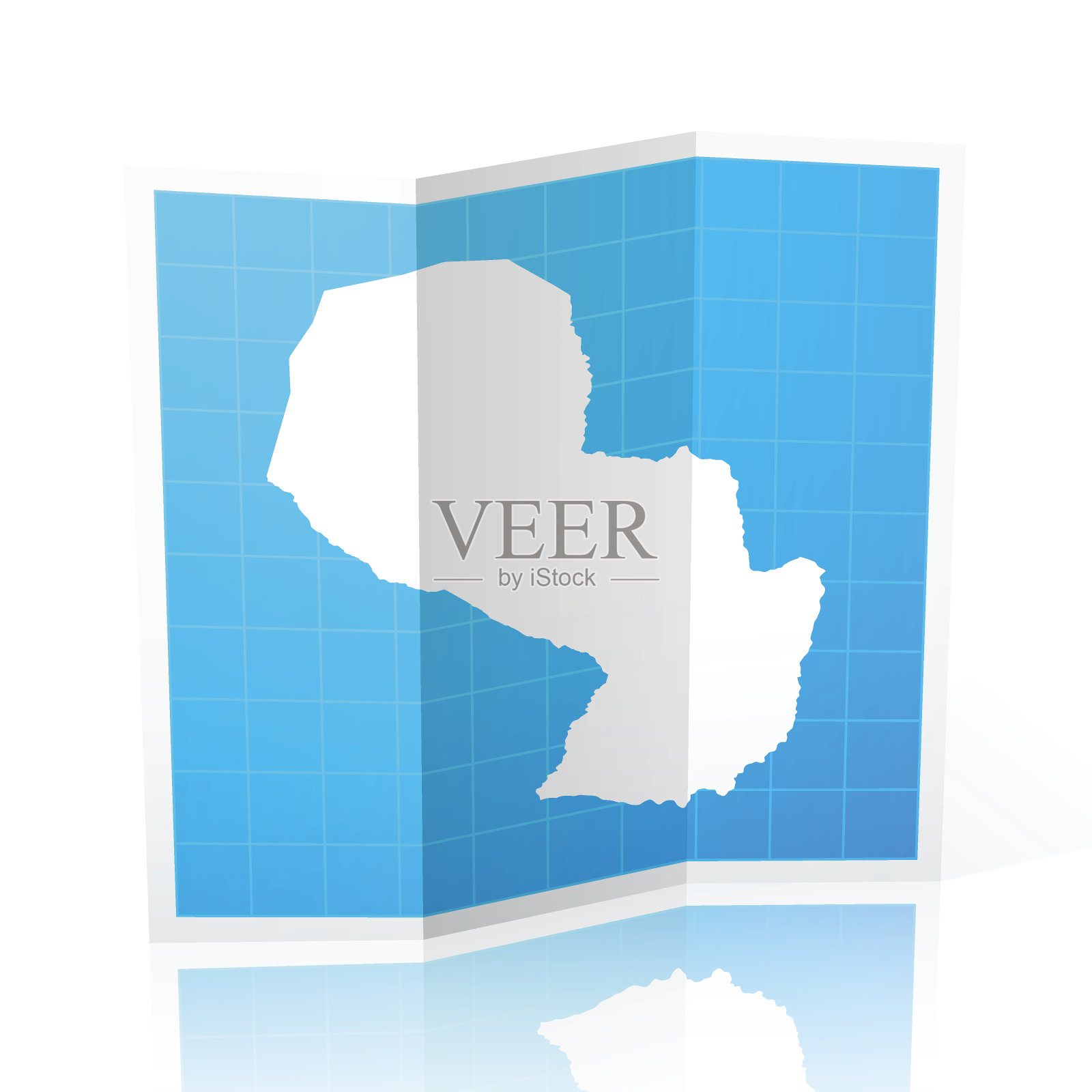 巴拉圭地图折叠，孤立在白色背景插画图片素材