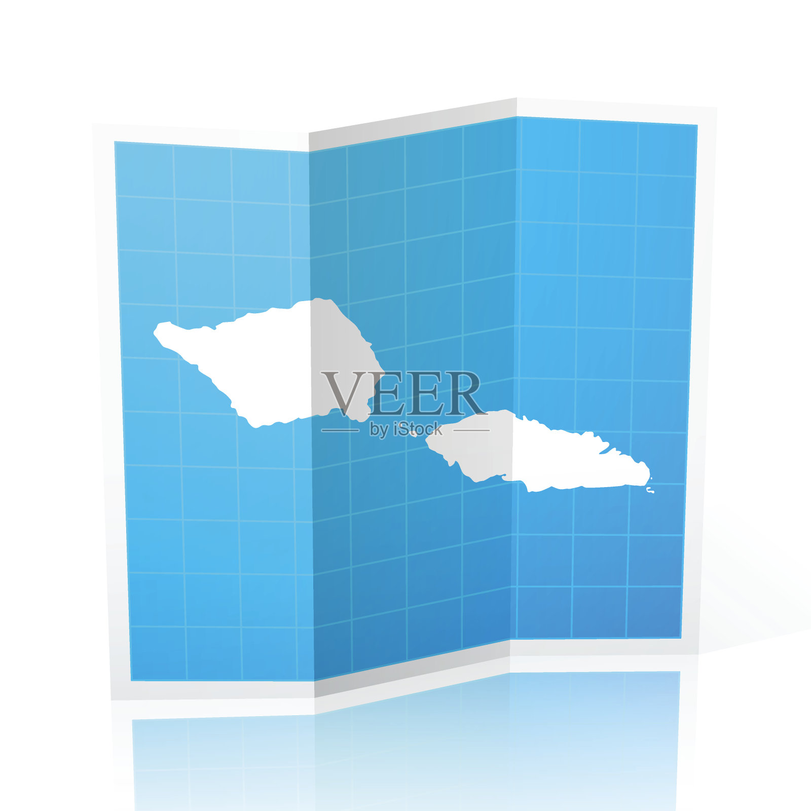 萨摩亚地图折叠，孤立的白色背景插画图片素材