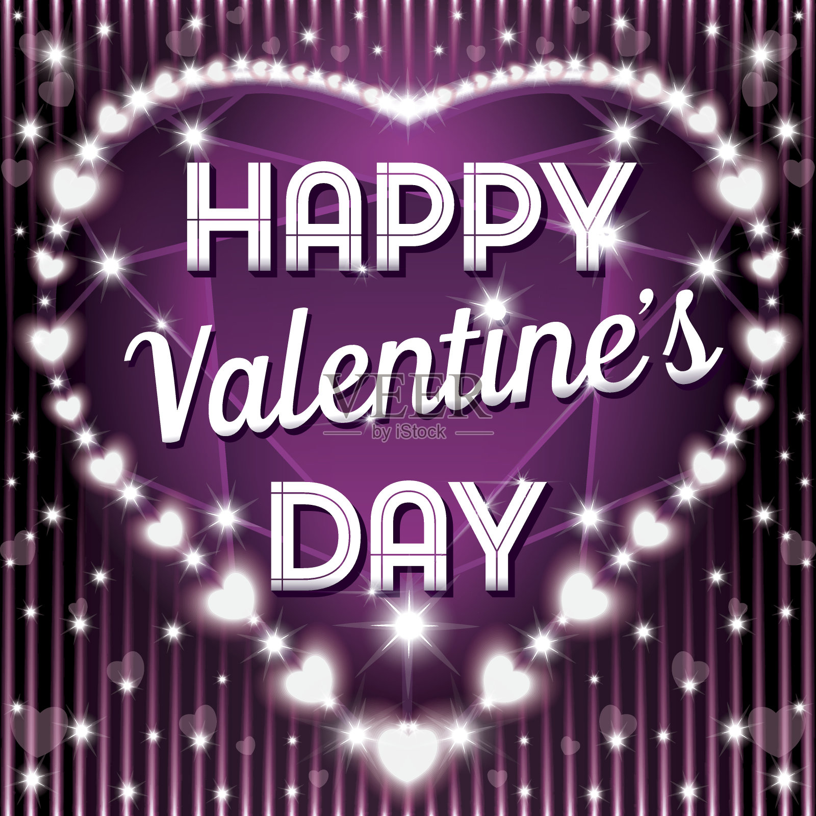 在闪闪发光的心形宝石背景上祝你情人节快乐插画图片素材