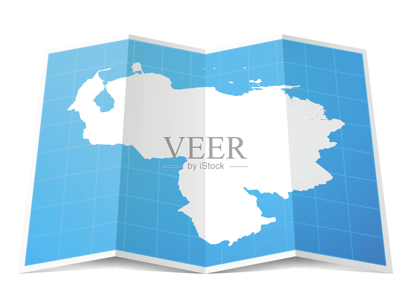 折叠的委内瑞拉地图，孤立的白色背景插画图片素材