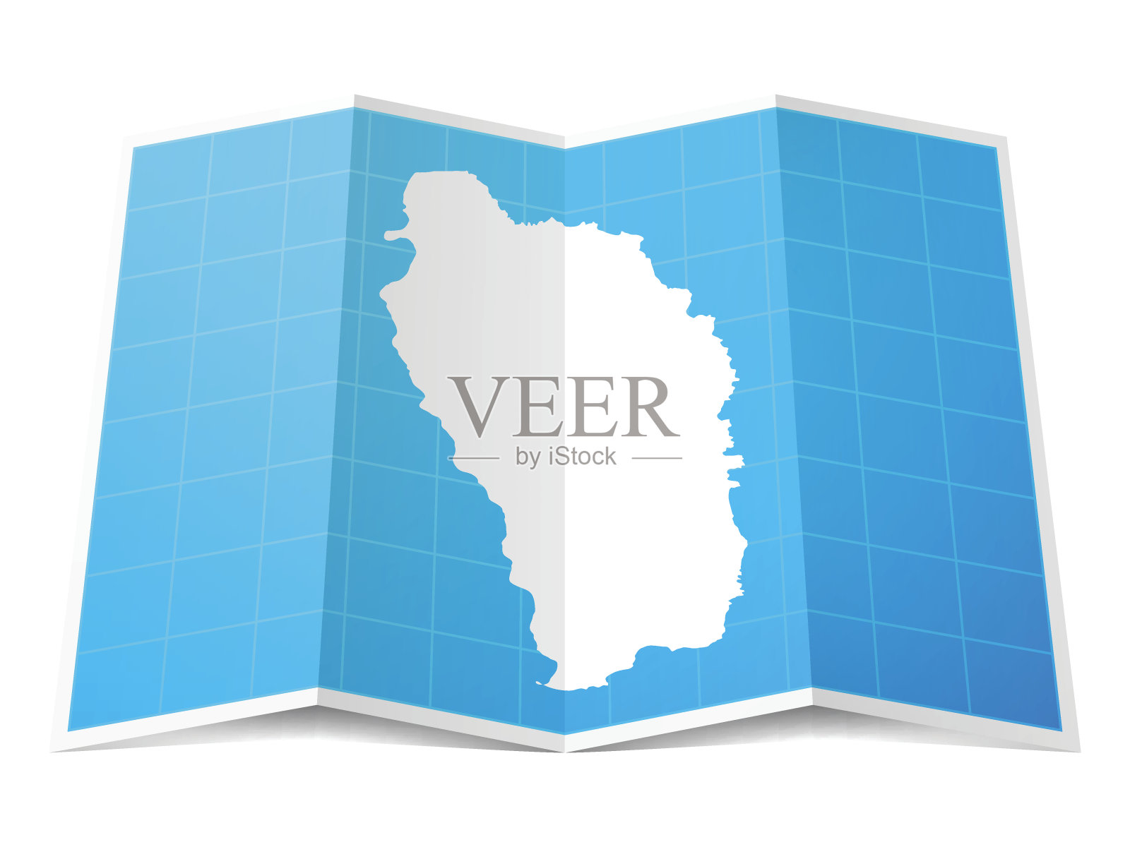 多米尼克地图折叠，孤立的白色背景插画图片素材