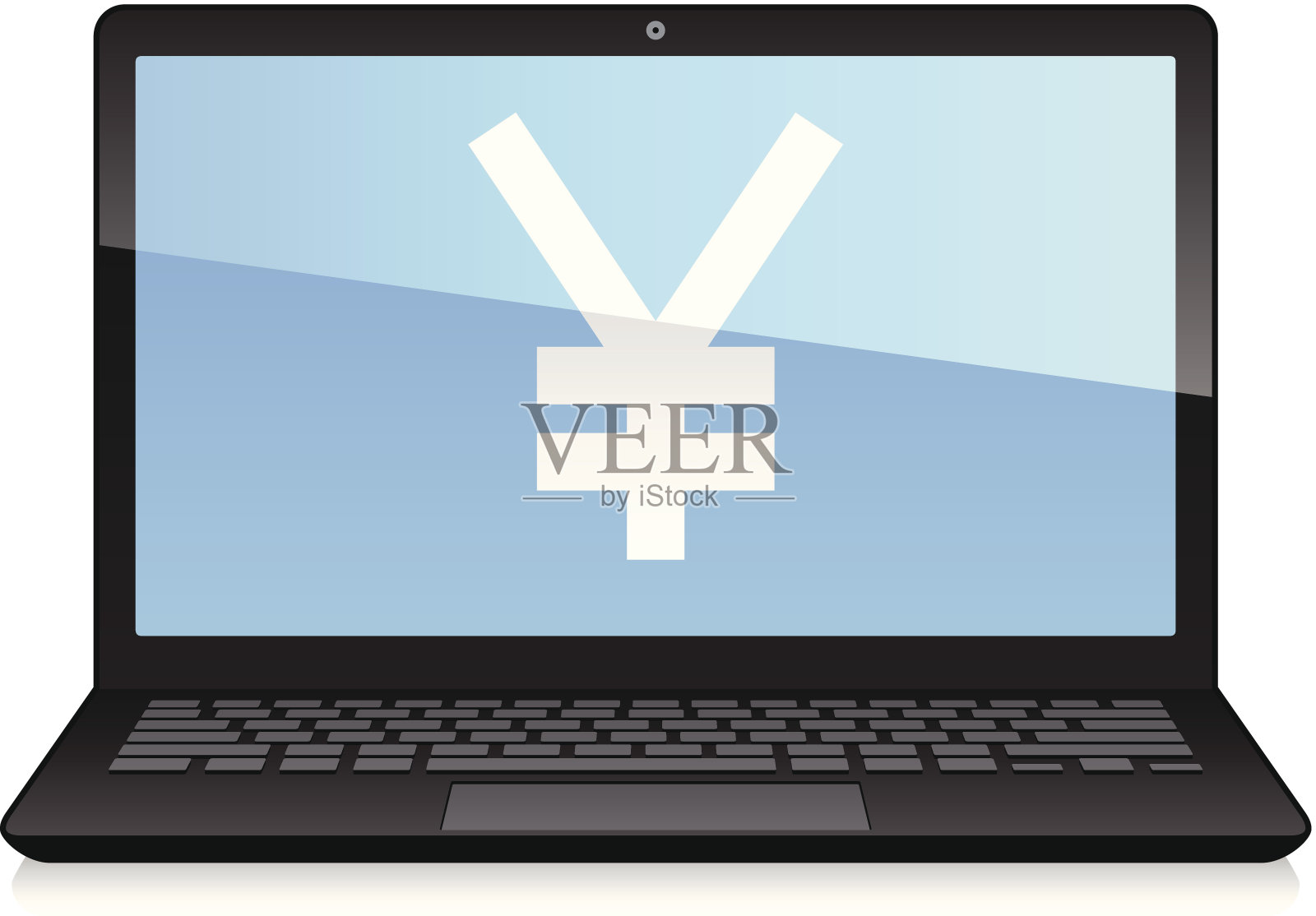 显示Yen符号的笔记本电脑插画图片素材