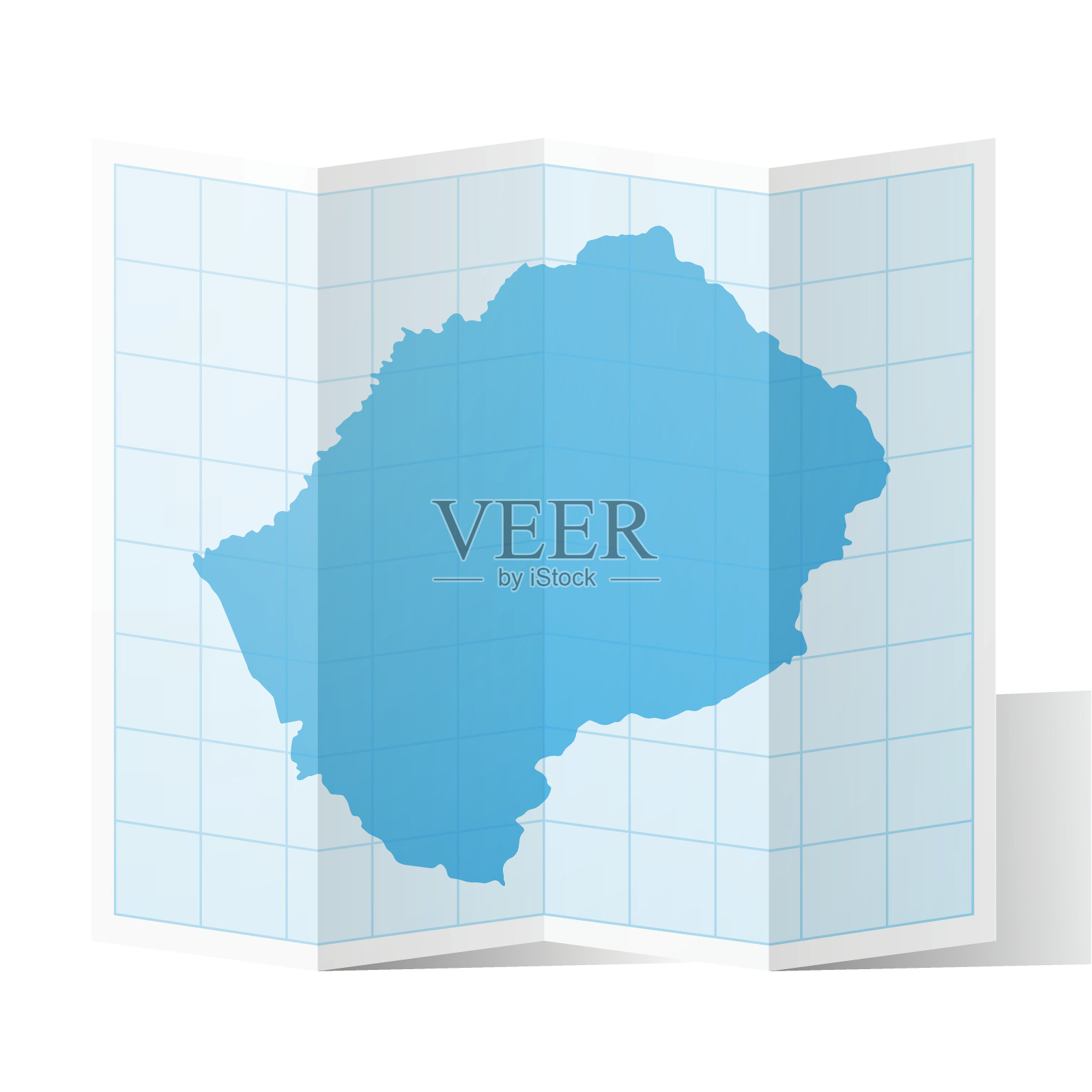 莱索托地图折叠，孤立在白色背景插画图片素材