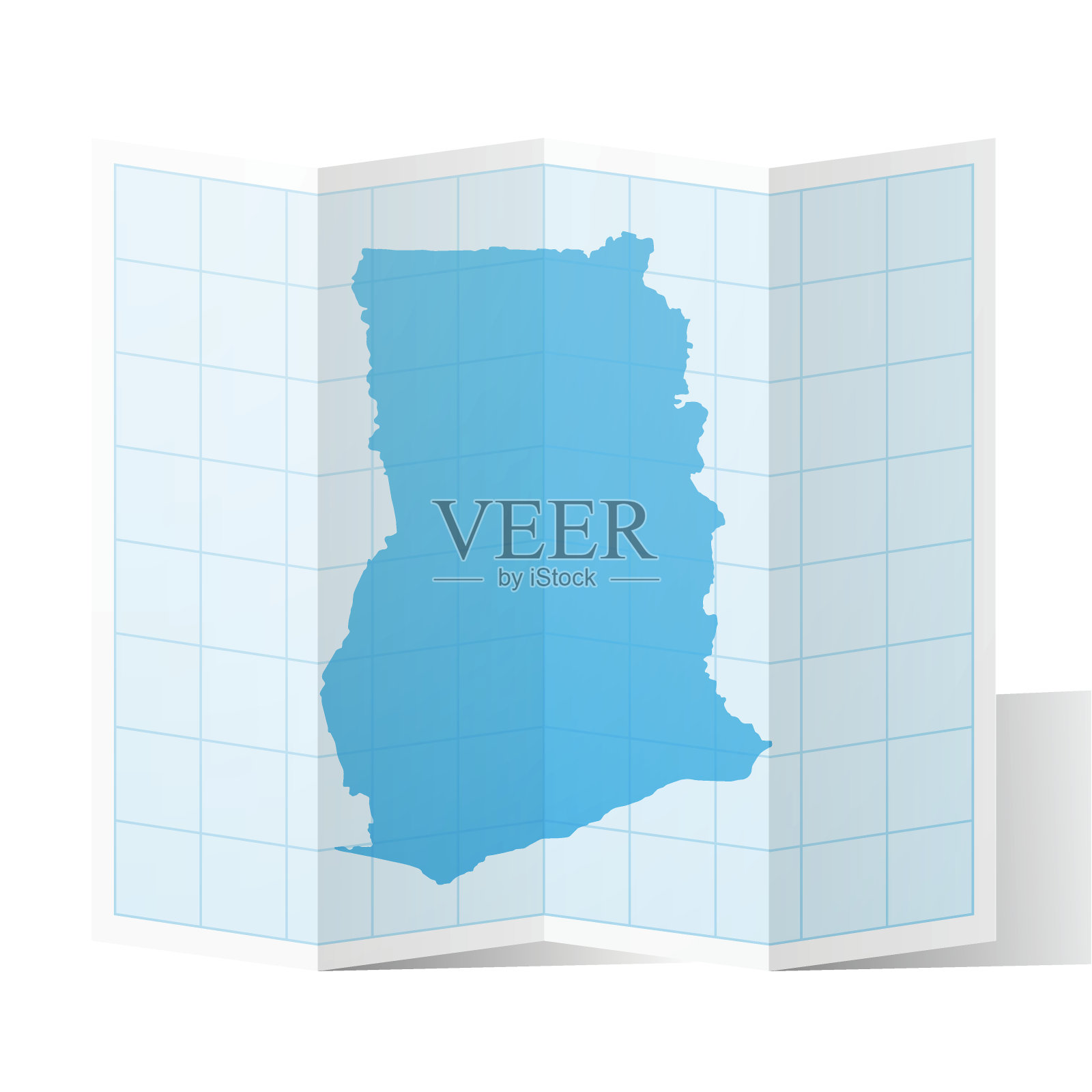 加纳地图折叠，孤立在白色背景插画图片素材