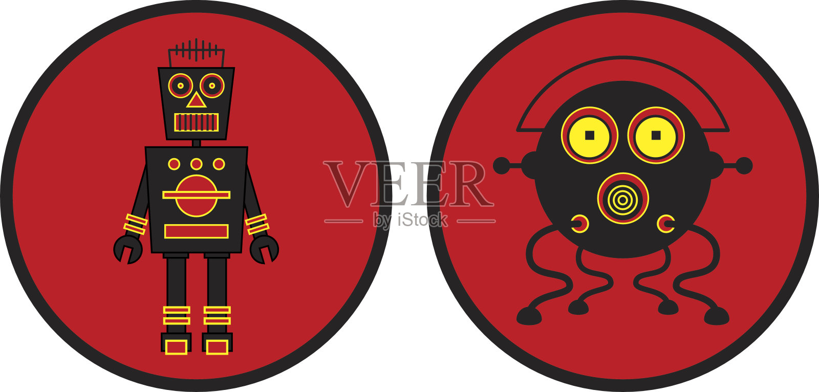 红色机器人图标插画图片素材