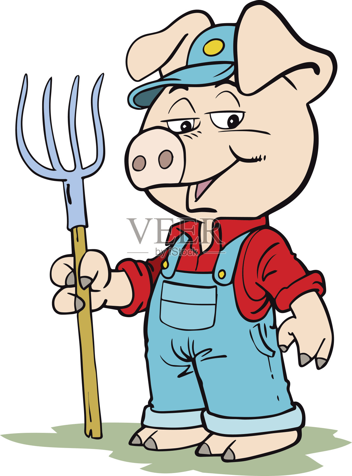 猪的农民插画图片素材