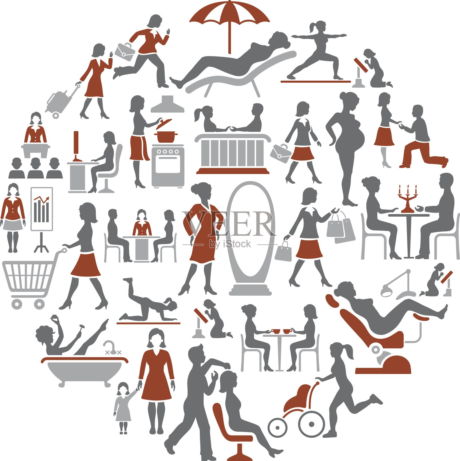 现代女性生活拼贴插画图片素材