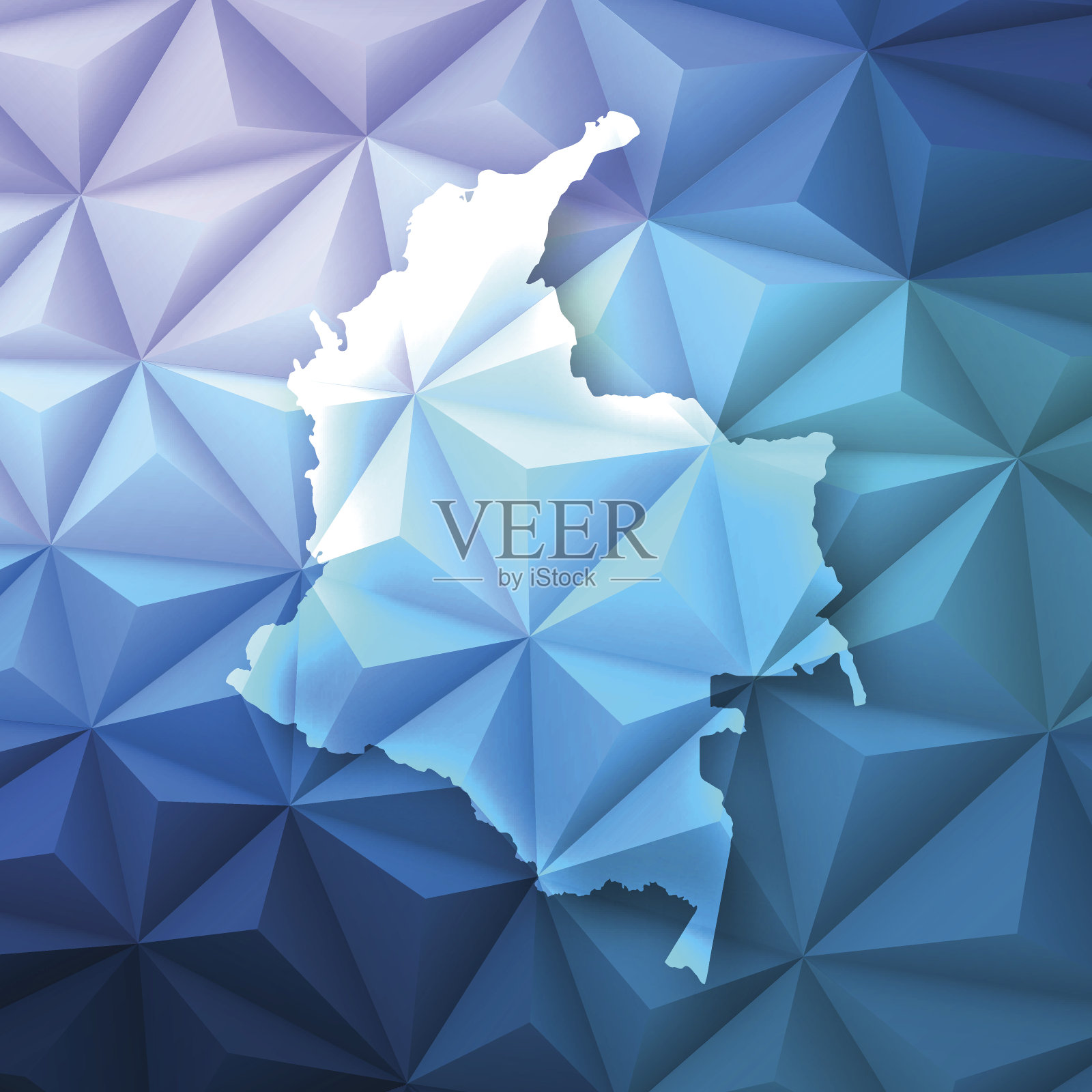 哥伦比亚在抽象多边形背景-低多边形，几何插画图片素材