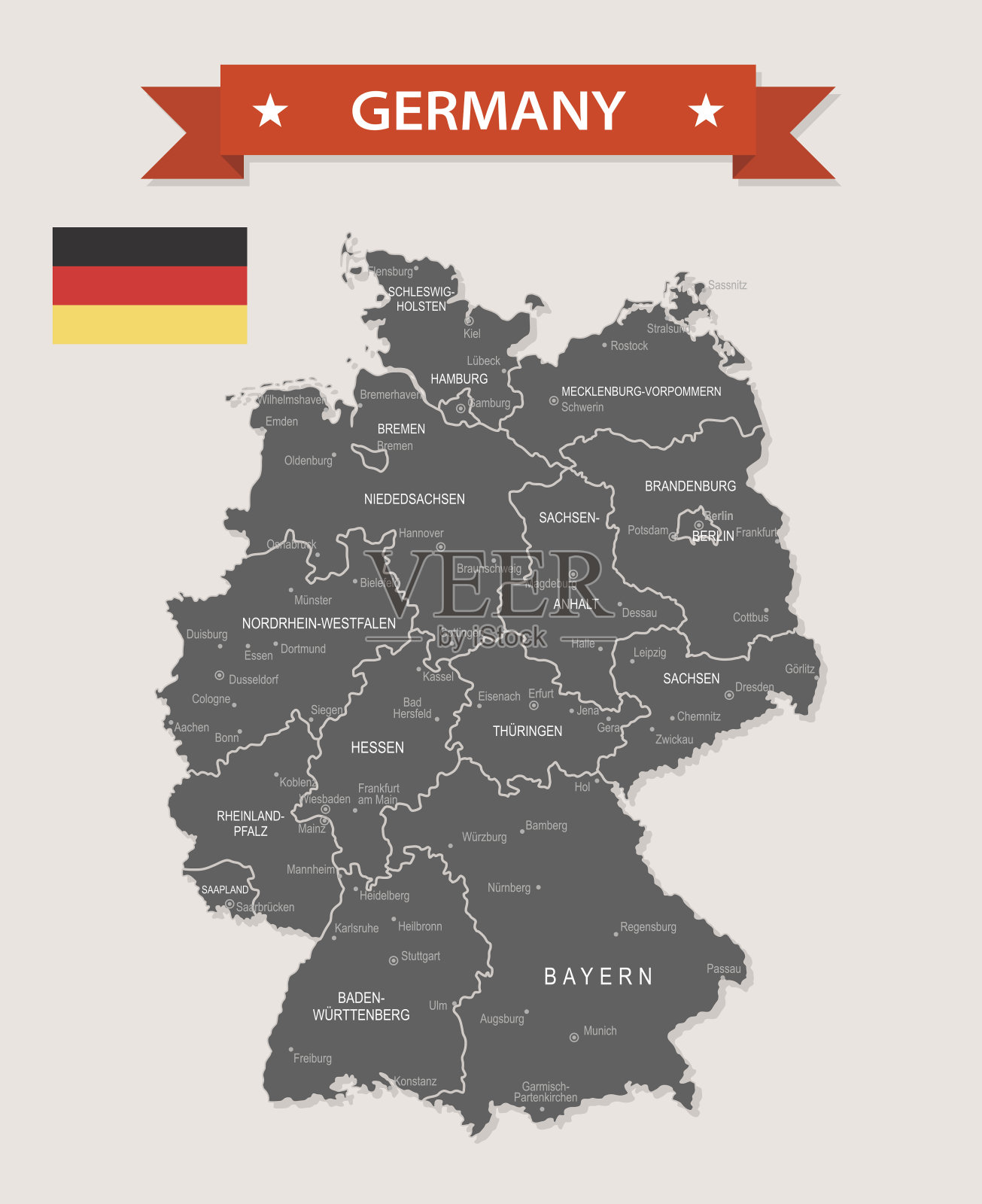 德国-老式地图-插图插画图片素材