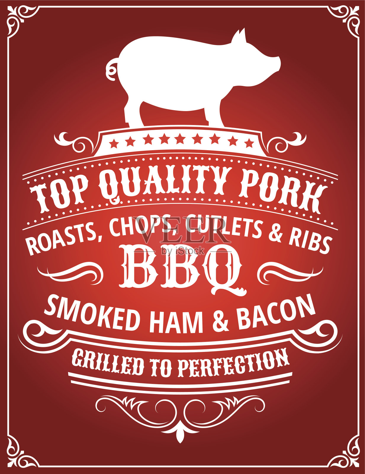 顶级猪肉烧烤海报插画图片素材