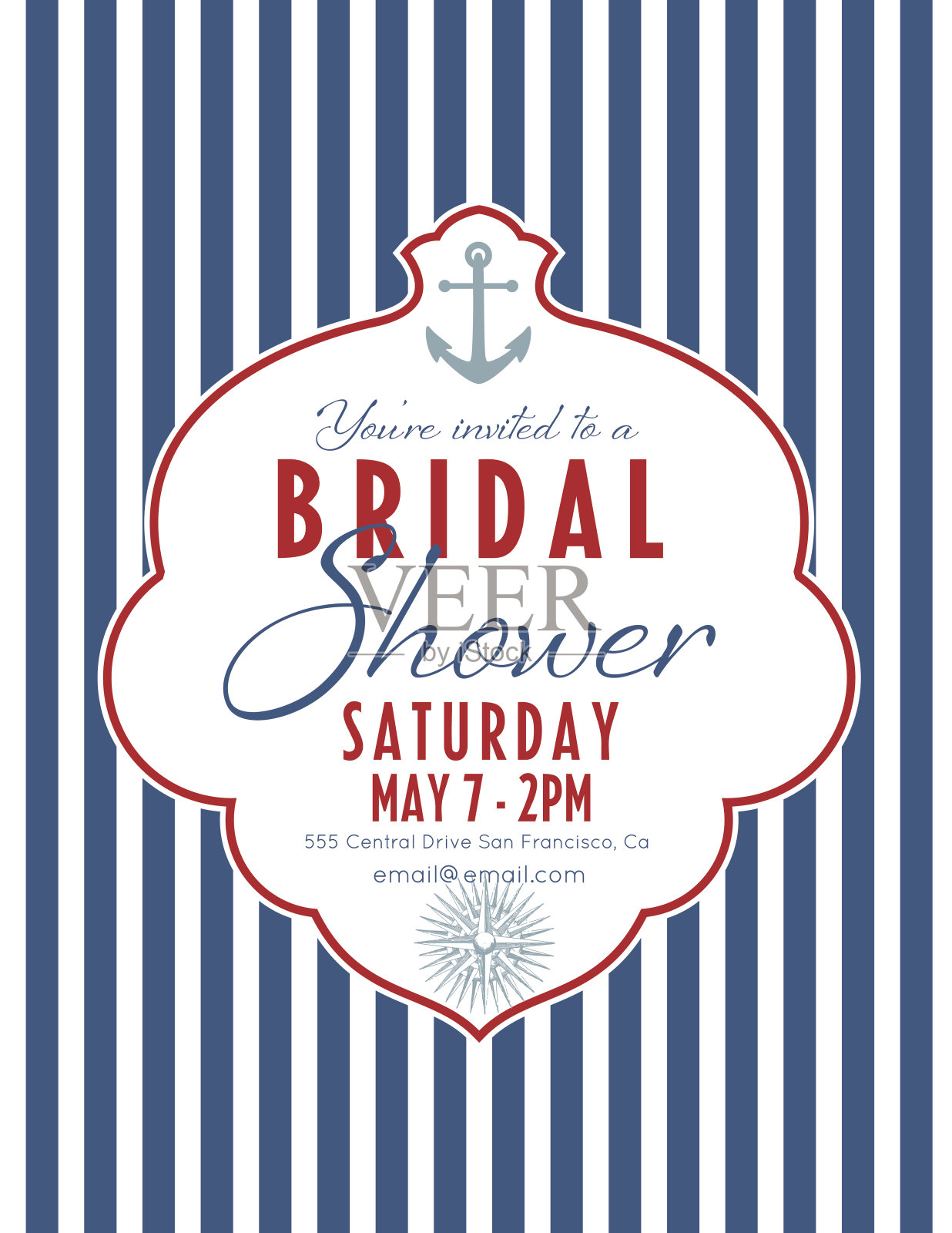 航海主题新娘淋浴邀请设计模板素材