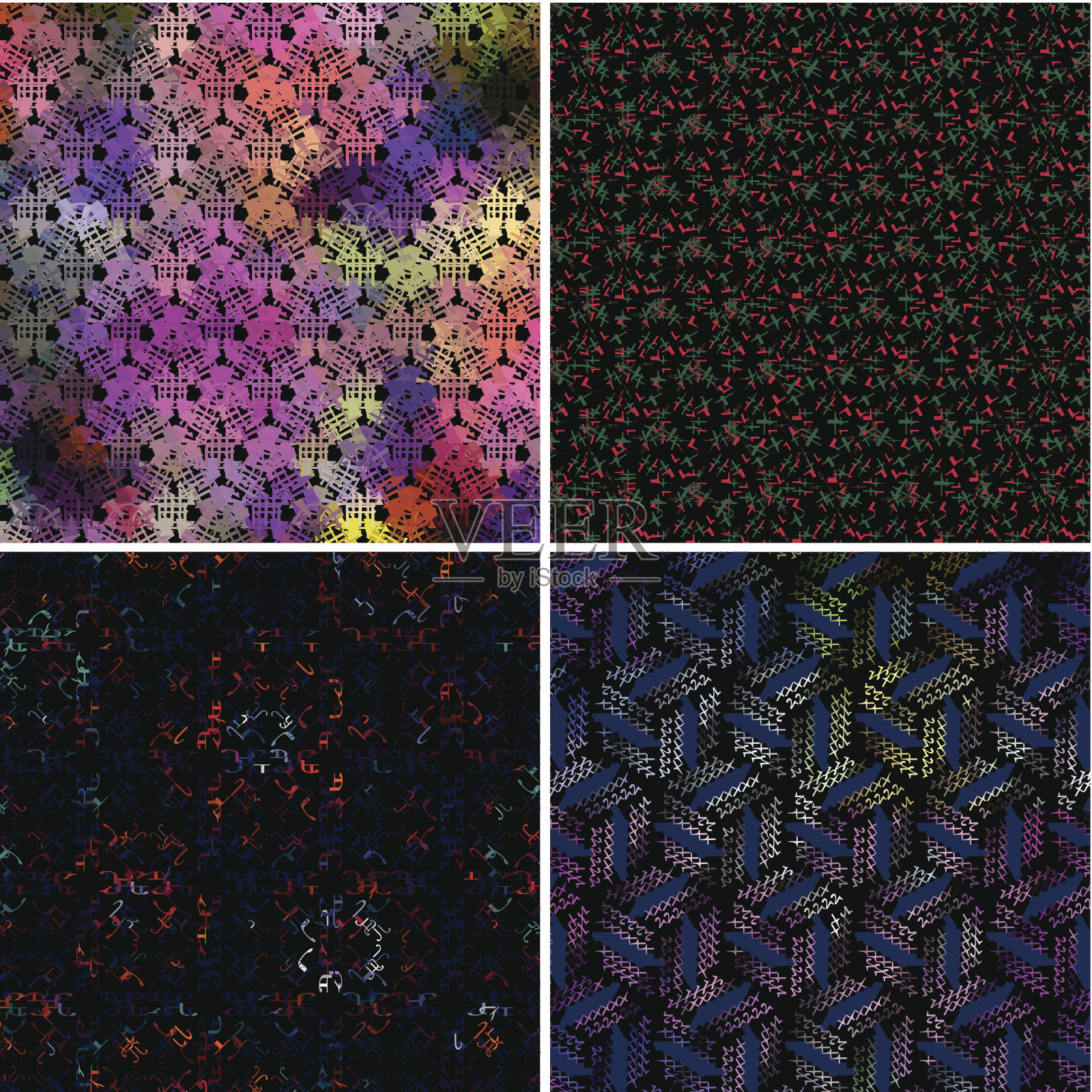 一套抽象的彩色矢量装饰图案背景插画图片素材