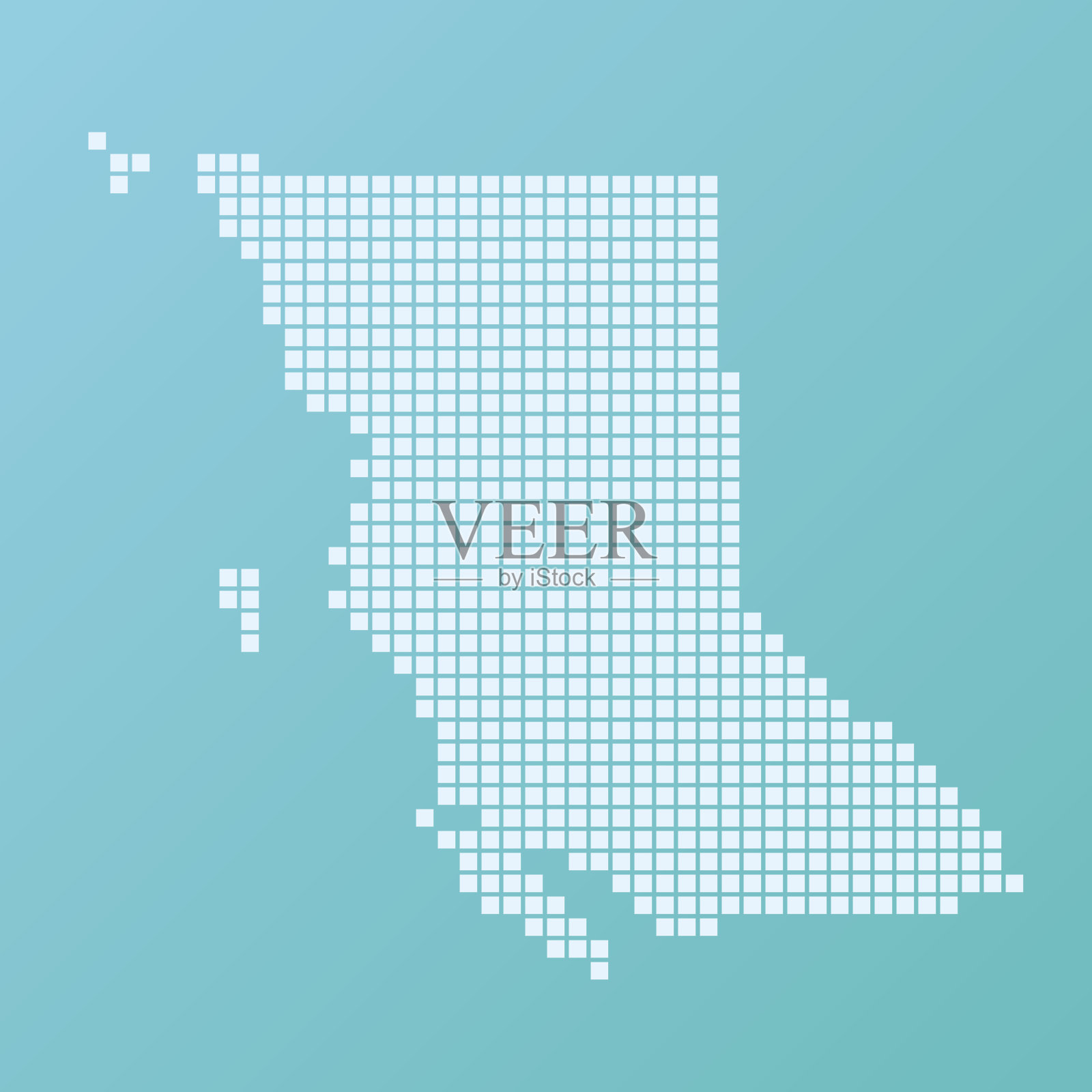 不列颠哥伦比亚地图基本方形图案绿松石插画图片素材