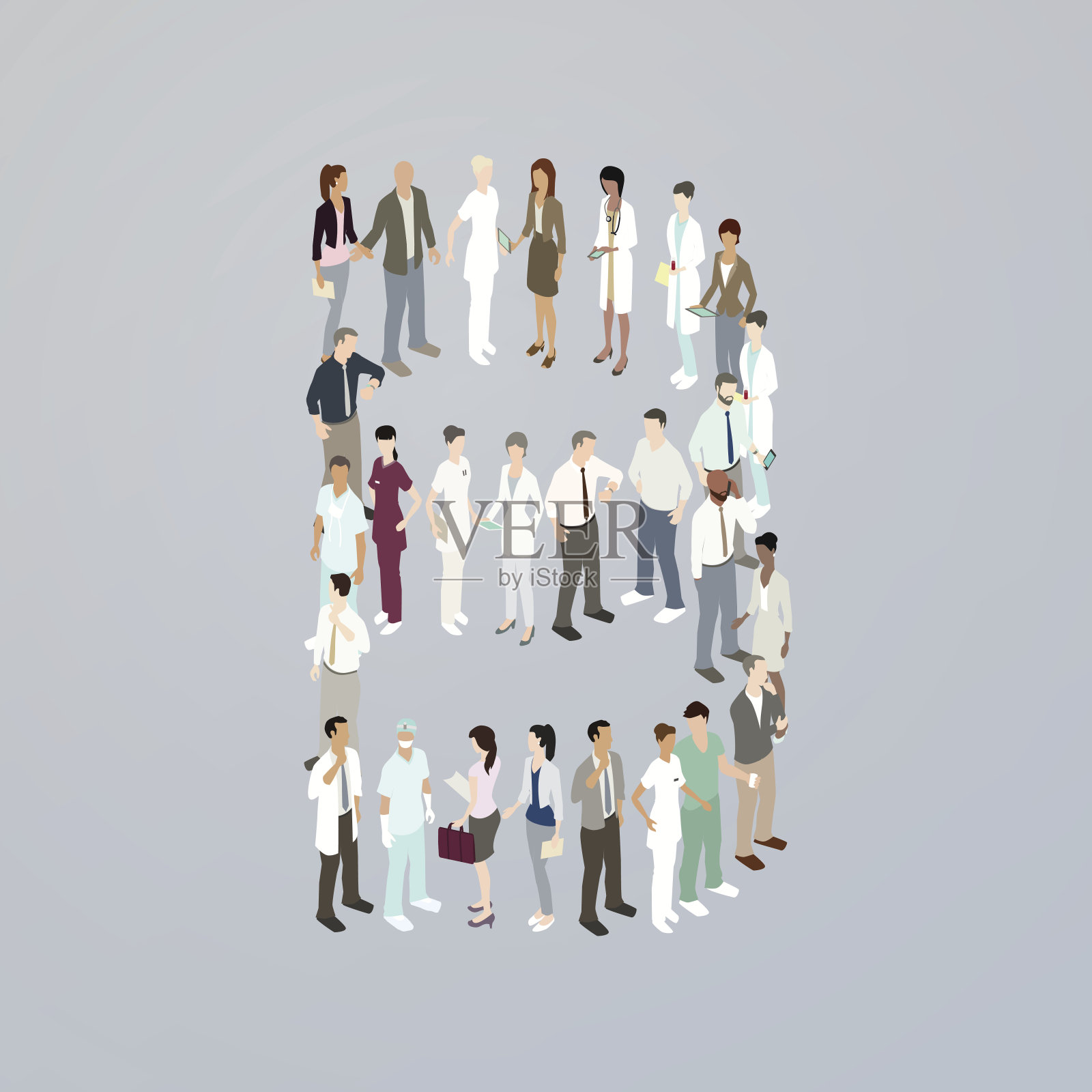 组成字母B的医生插画图片素材