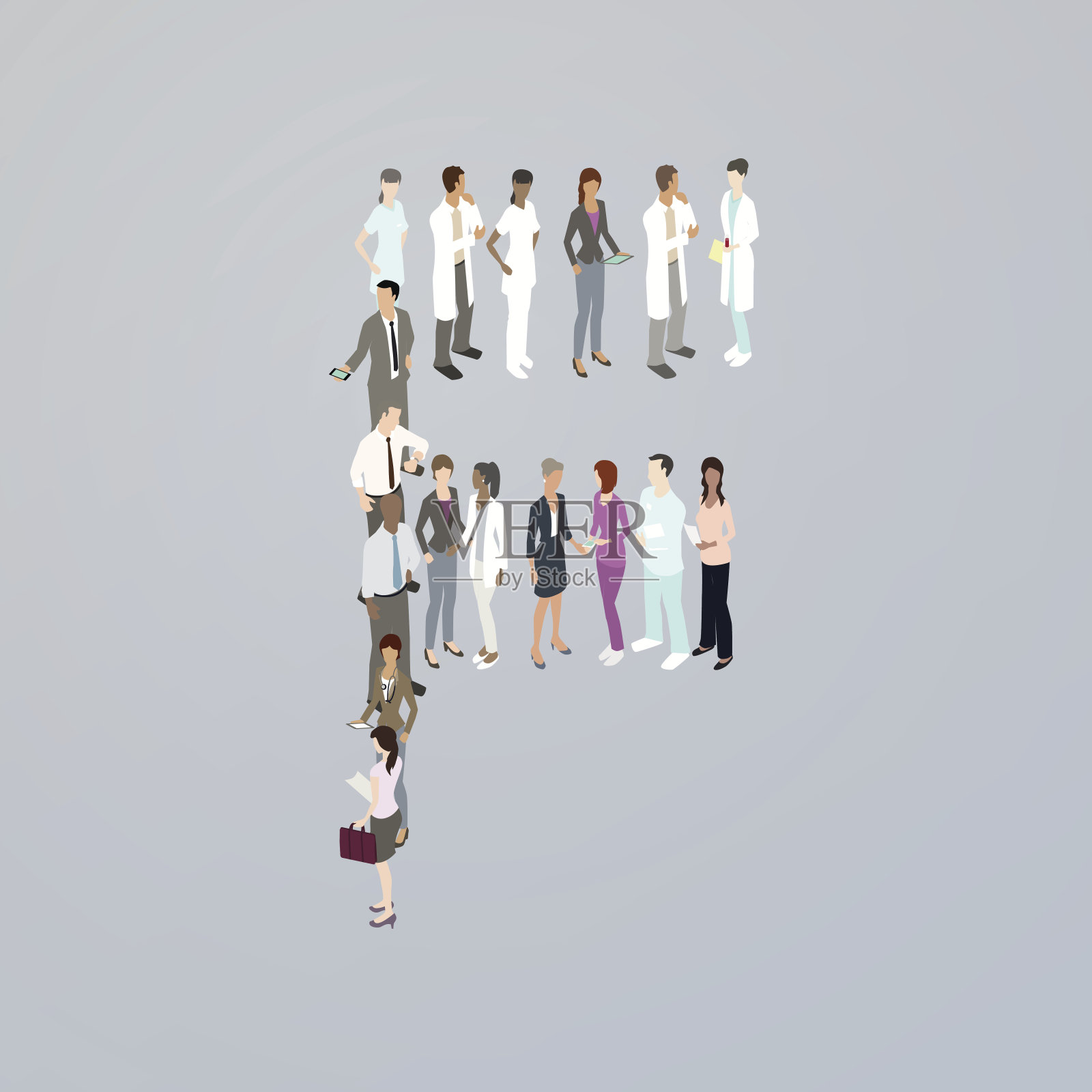 组成字母F的医生插画图片素材