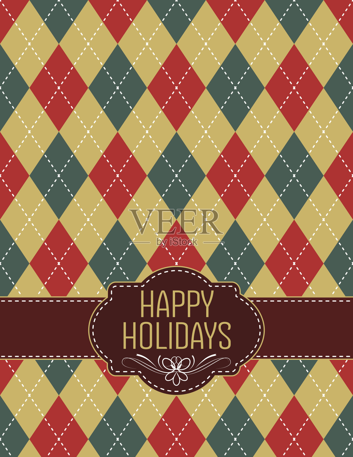 快乐的节日Argyle圣诞模板插画图片素材