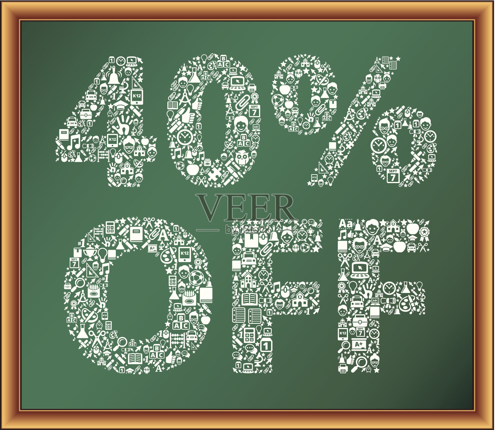 40%的教育版税免费矢量图形黑板设计元素图片