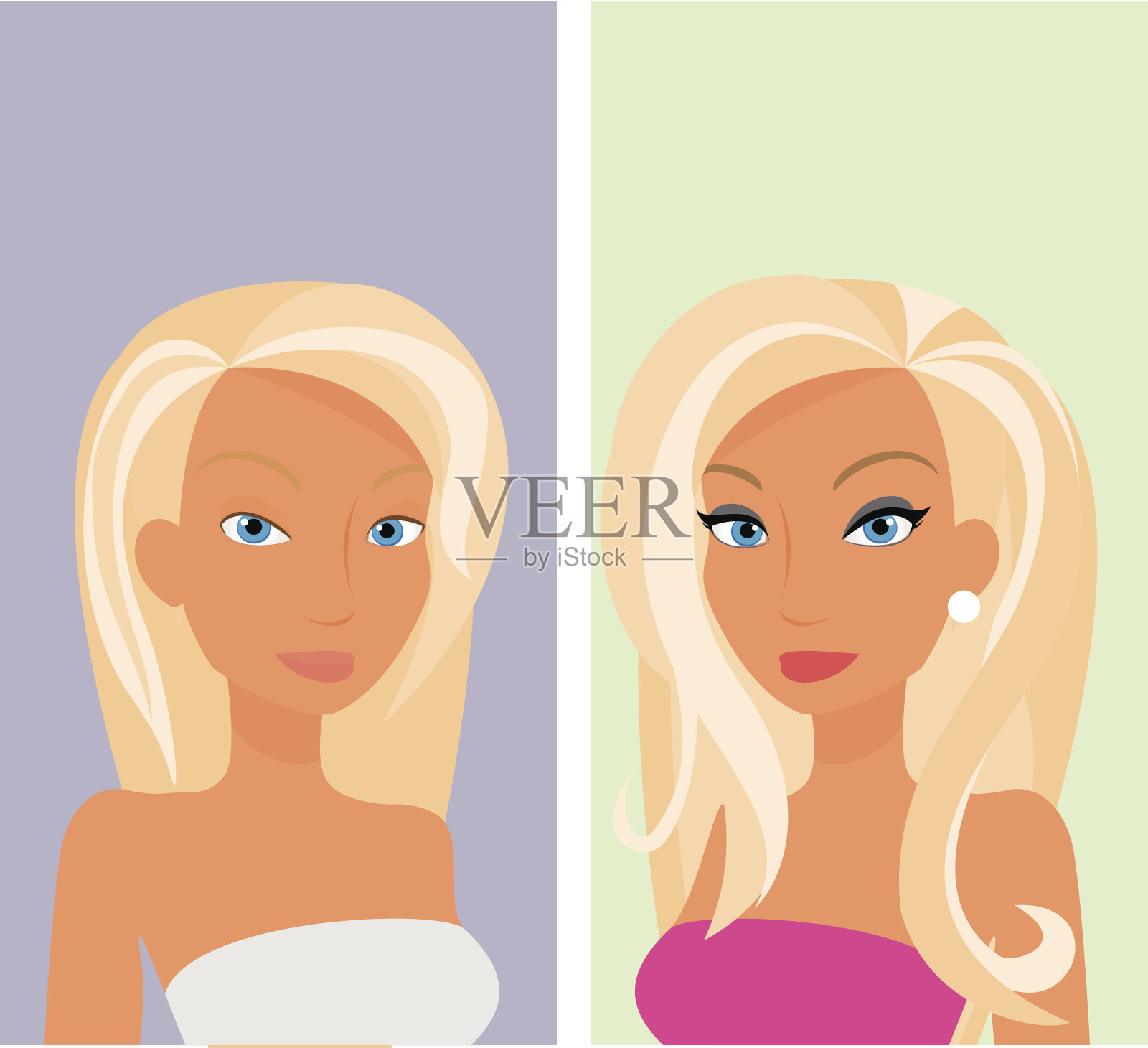 金发性感女人-双重组成插画图片素材